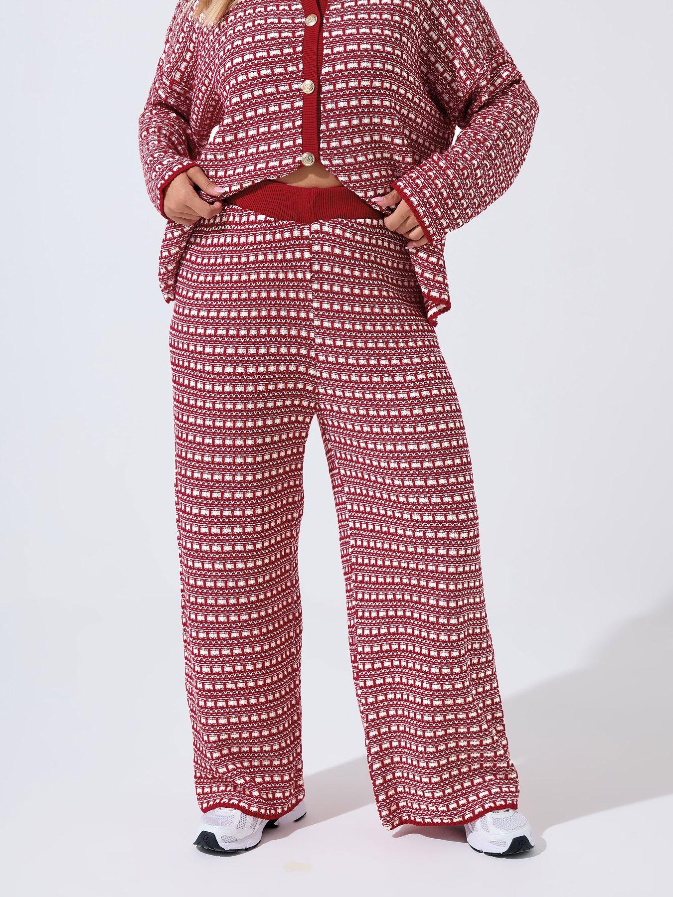 undefined Curve Boucle Trouser - Red
