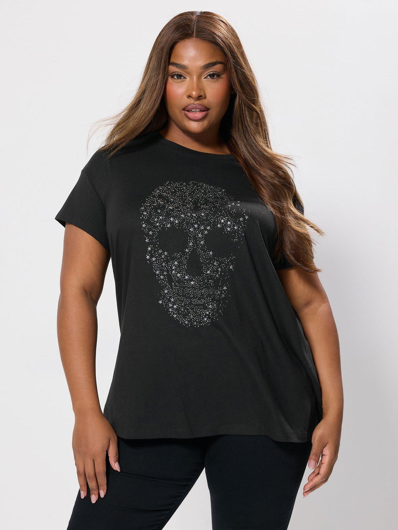 undefined Curve Placement Print T-Shirt - Black