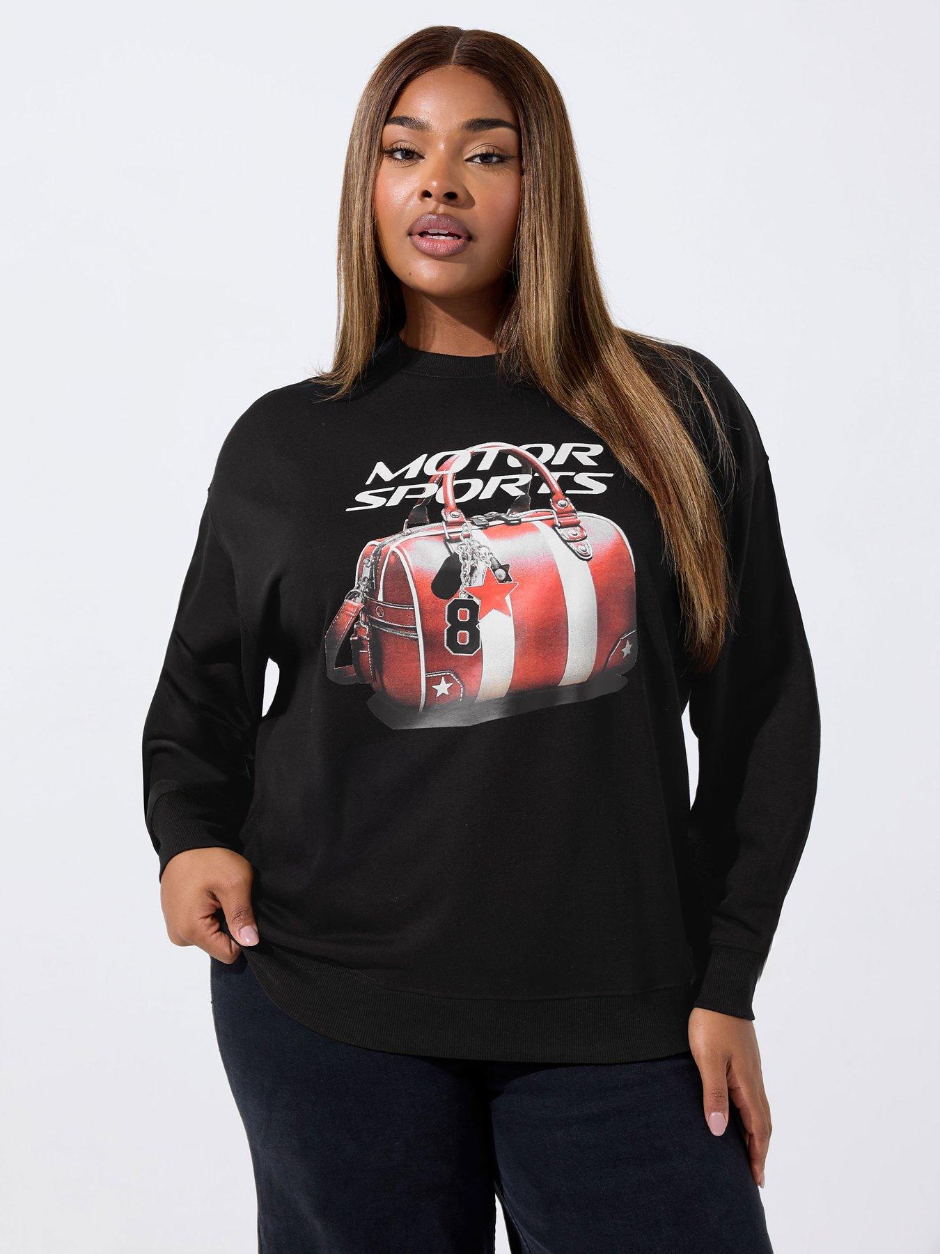 Yours Curve Motor Sports Bag Sweatshirt - Black