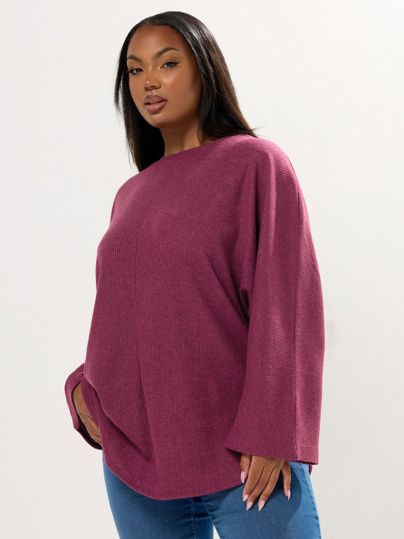 Yours Curve Soft Touch Ribbed Jumper - Pink | Very