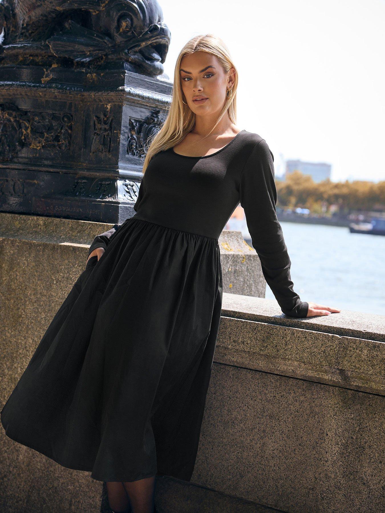 Yours Curve Rib Midaxi Dress - Black