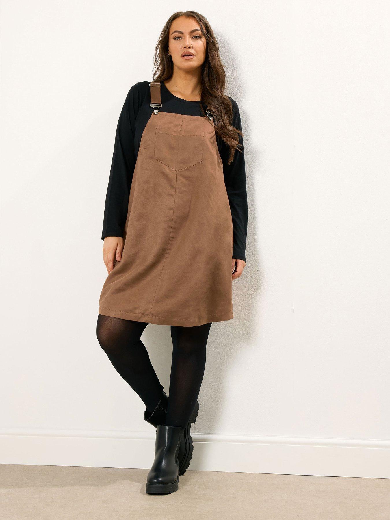undefined Curve Suede Pinafore - Brown