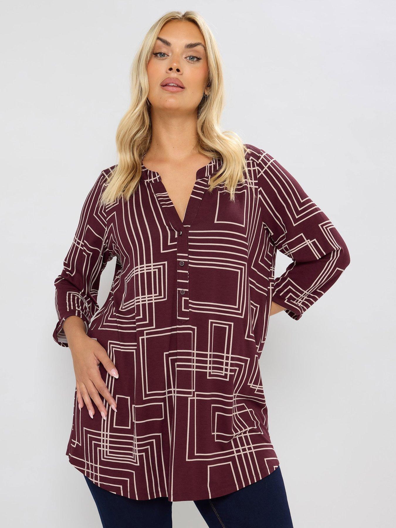undefined Curve Half Placket Shirt - Red