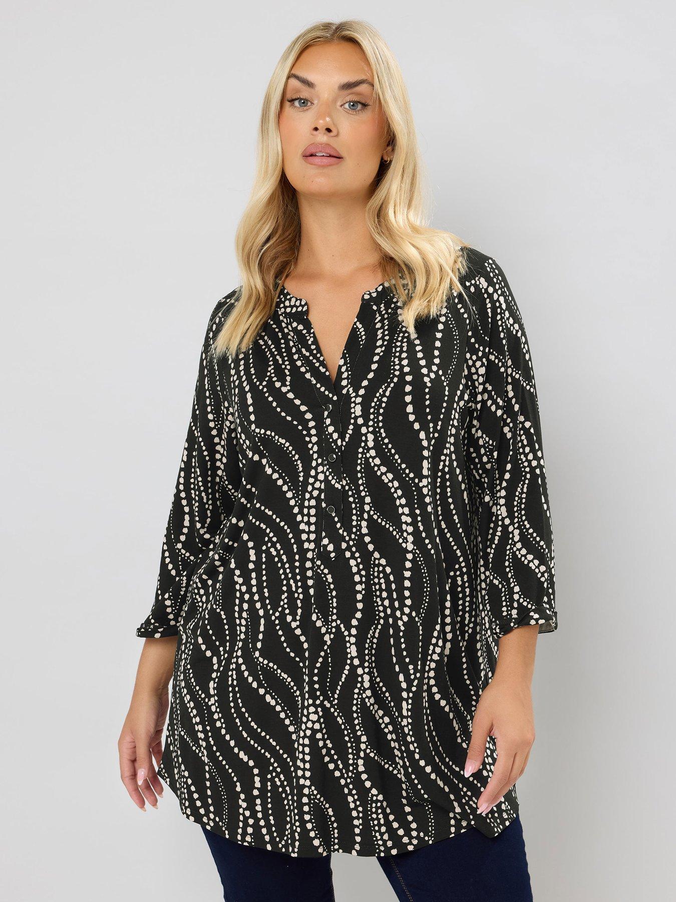 undefined Curve Half Placket Shirt - Black