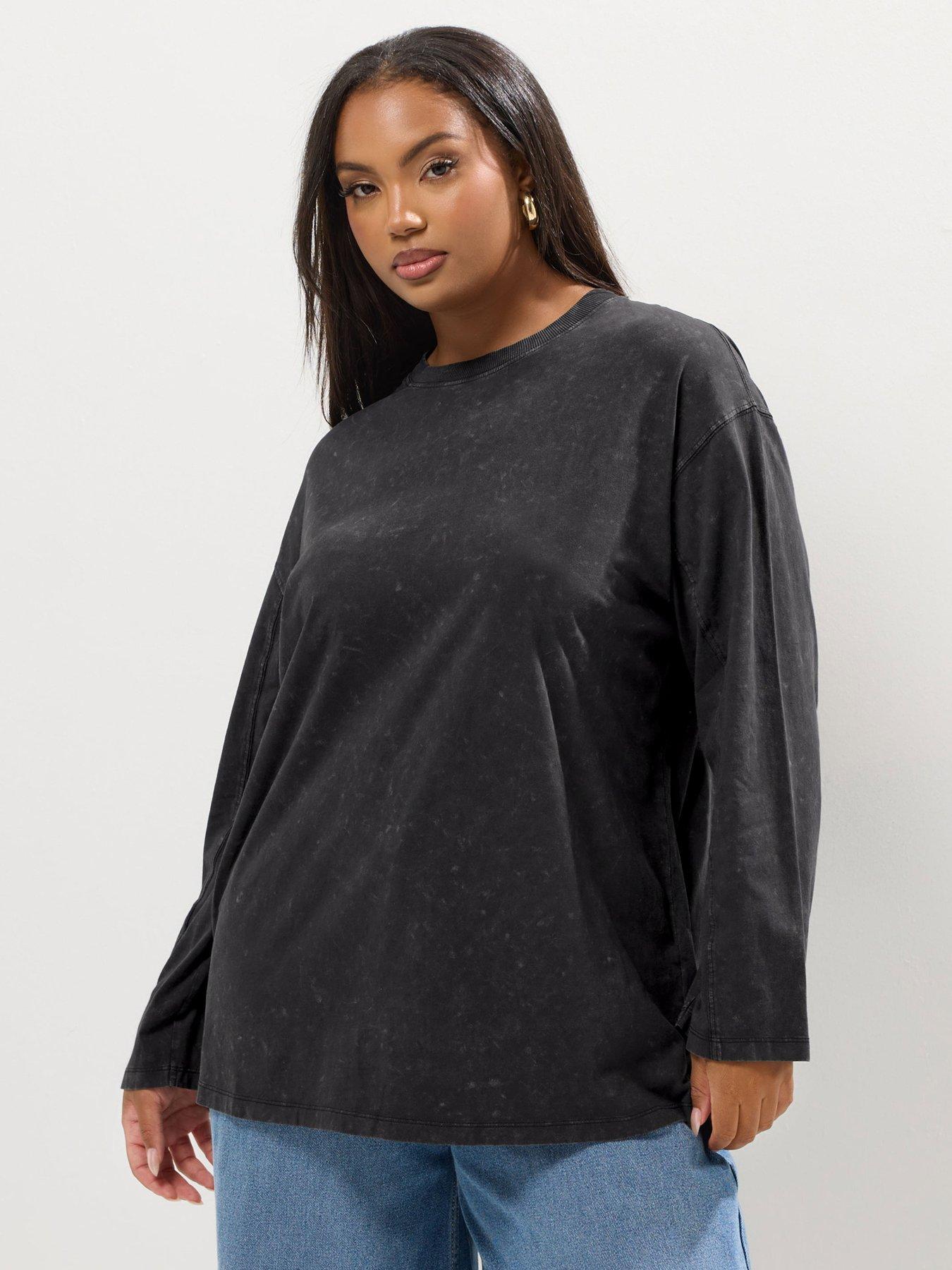 Yours Curve Seam Detail Skater Top - Grey