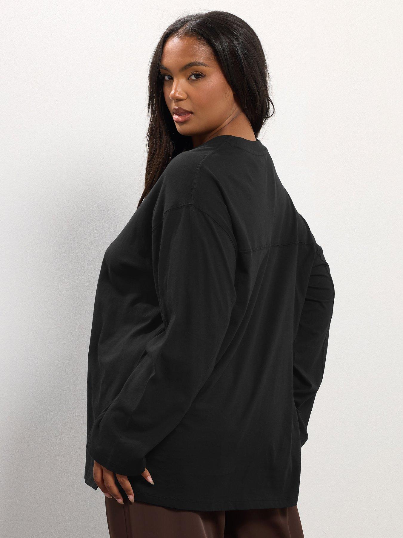 Image 2 of 4 of Yours Curve Seam Detail Skater Top - Black