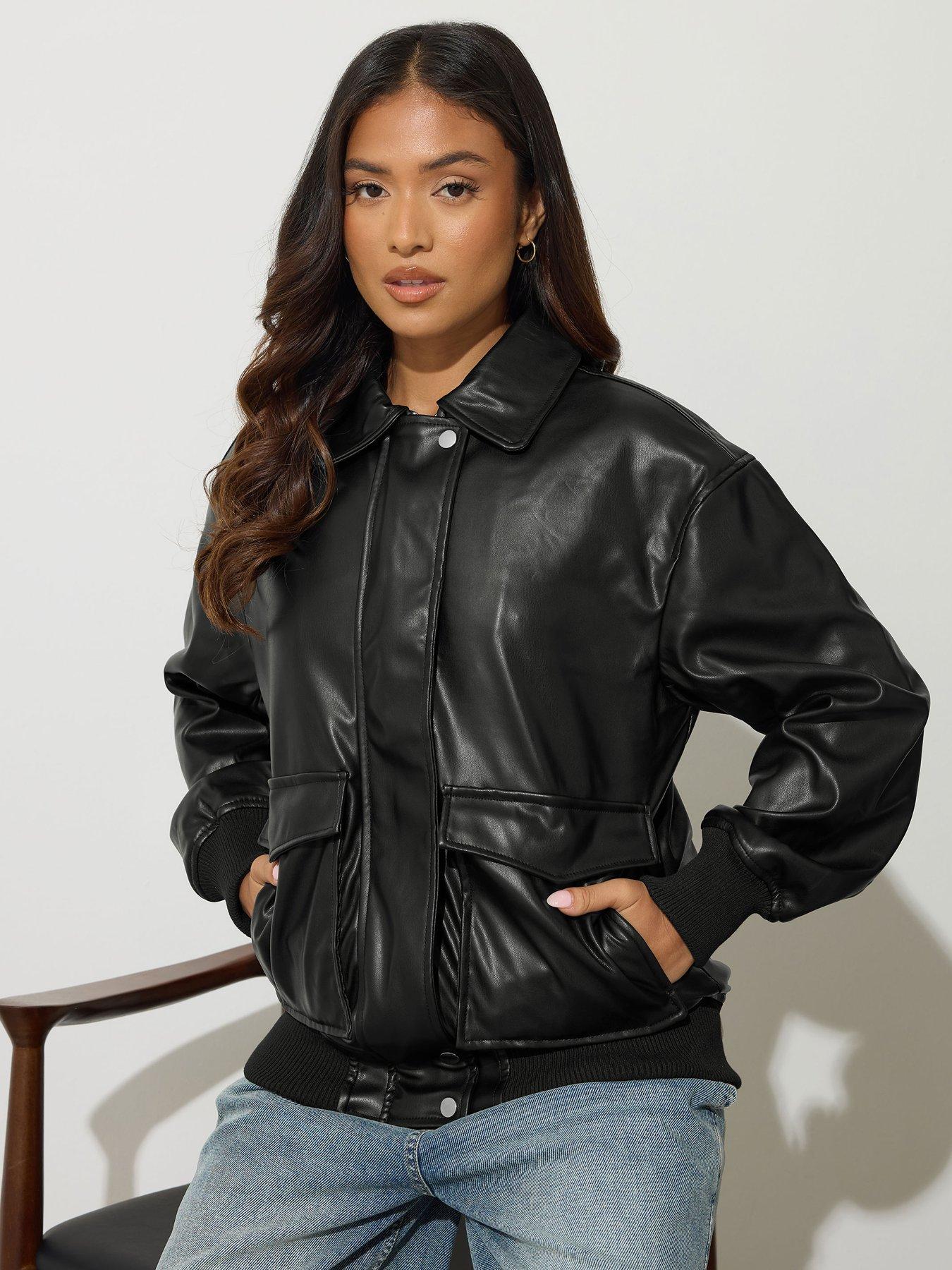 undefined Petite Pu Trucker Jacket