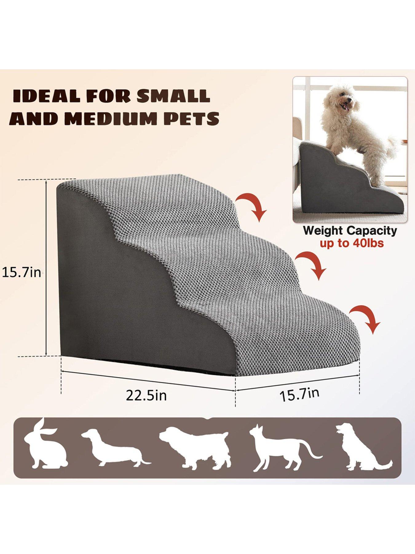 Image 4 of 7 of Living and Home 3 Steps Non-Slip Pet Steps with Removable Cover in Grey