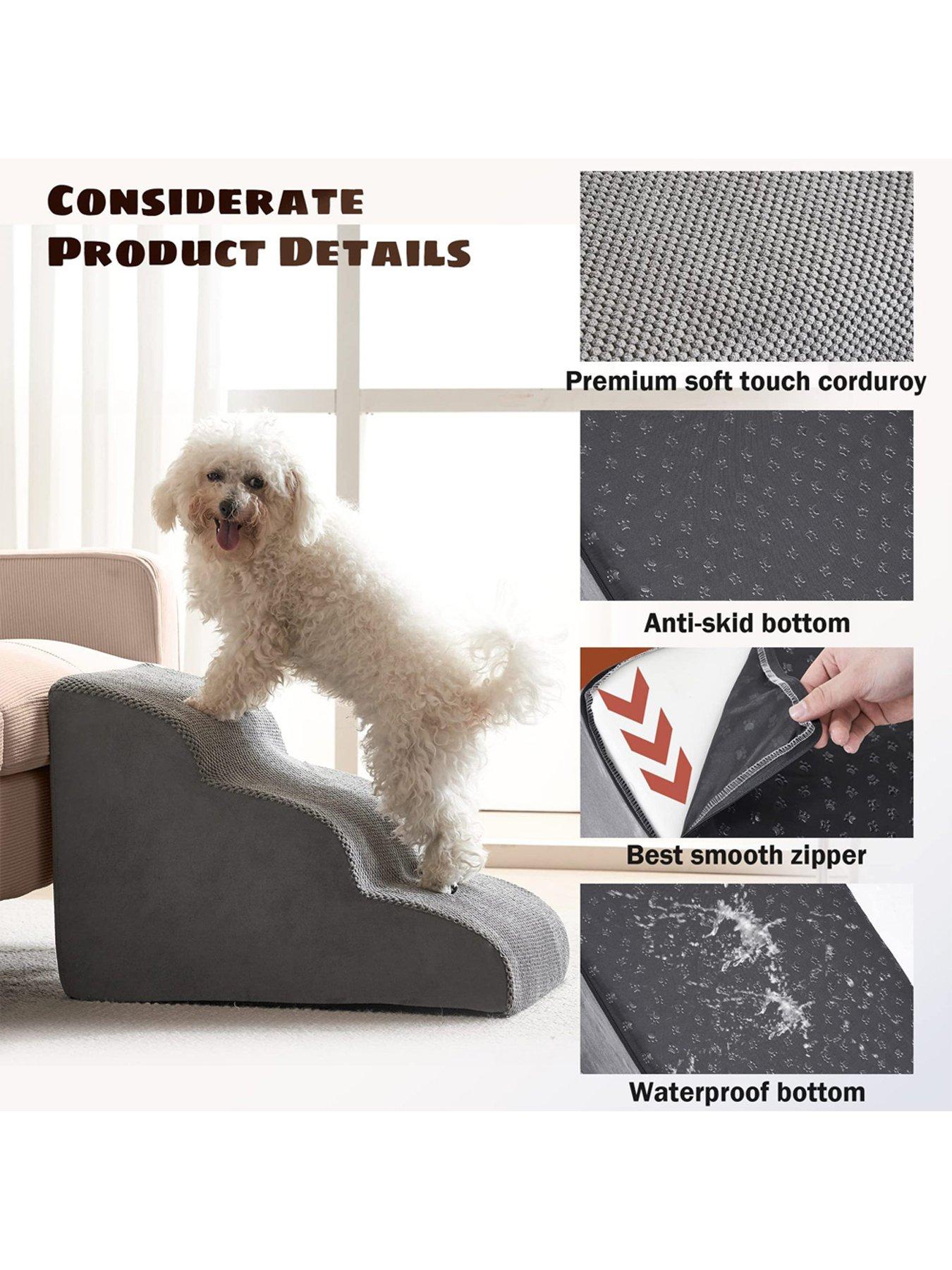 Image 6 of 7 of Living and Home 3 Steps Non-Slip Pet Steps with Removable Cover in Grey
