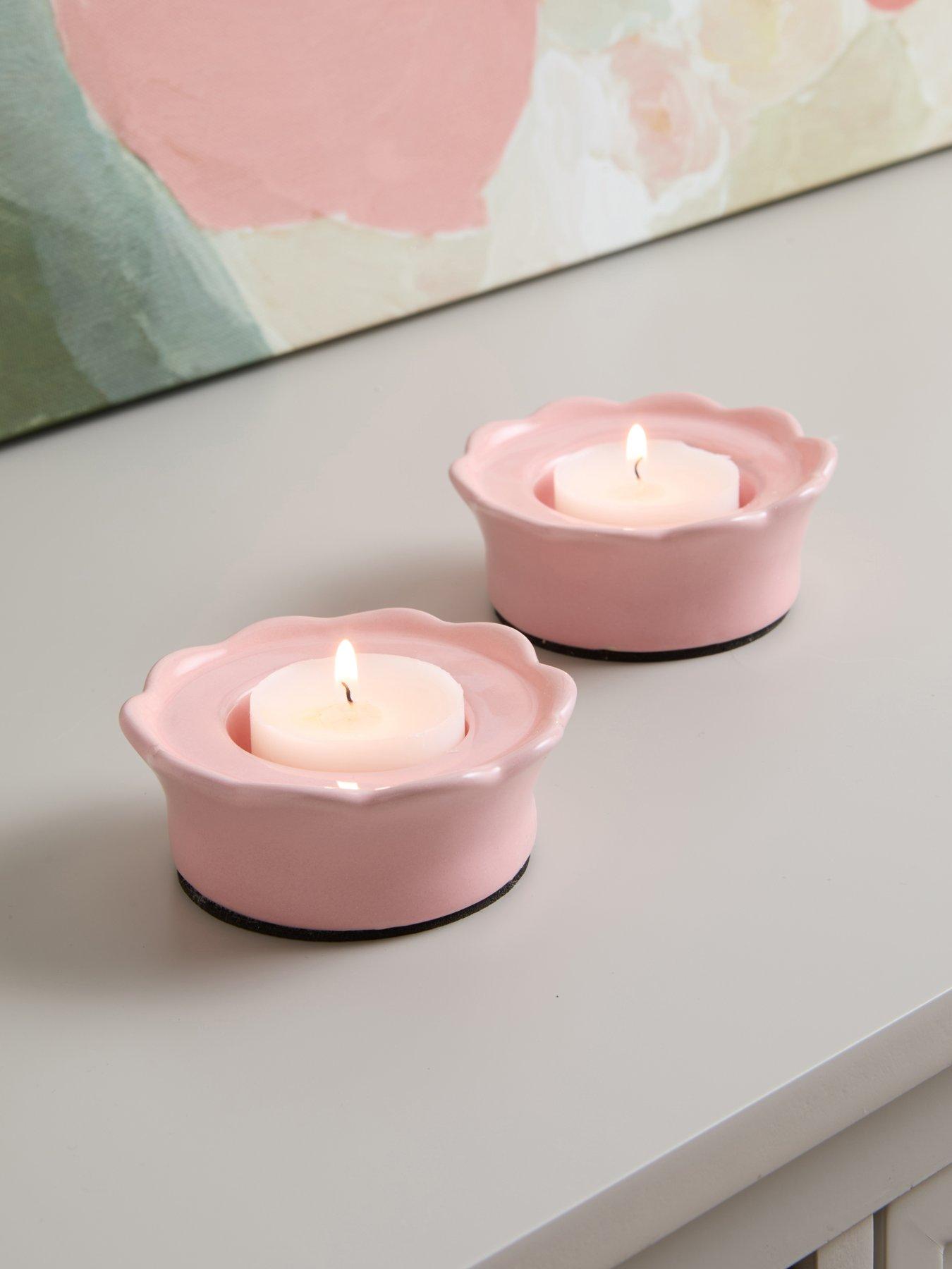 The Very Collection Set Of 2 Scallop Edge Ceramic Candle Holders