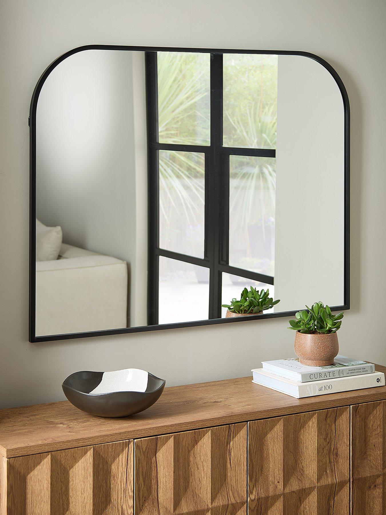 The Very Collection Black Rounded Arched Mirror 90x120cm