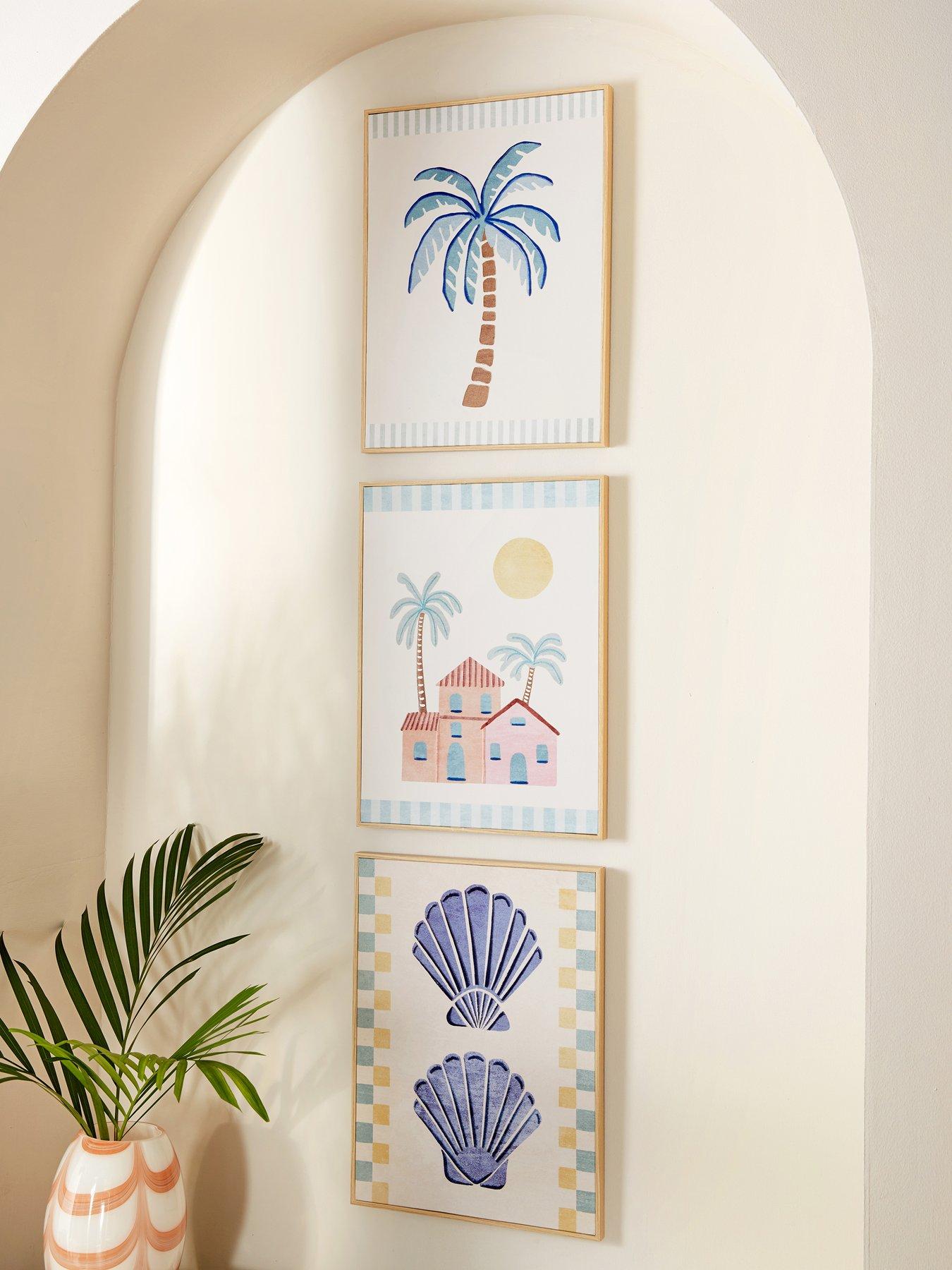The Very Collection Palm Springs Set Of 3 Food/shell Canvas