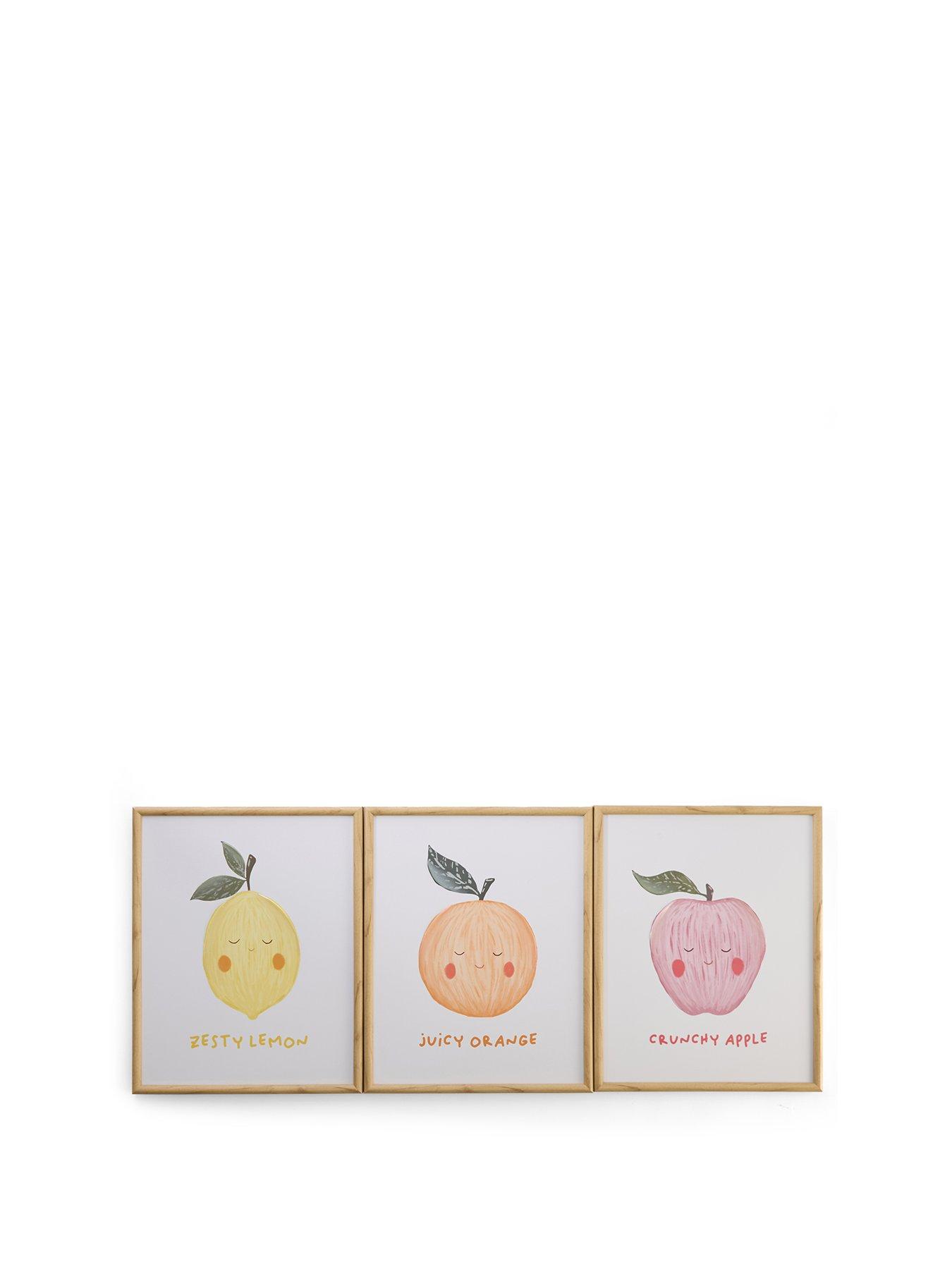 Image 2 of 5 of The Very Collection Set of 3 Kids Fruit Slogan Wall Art