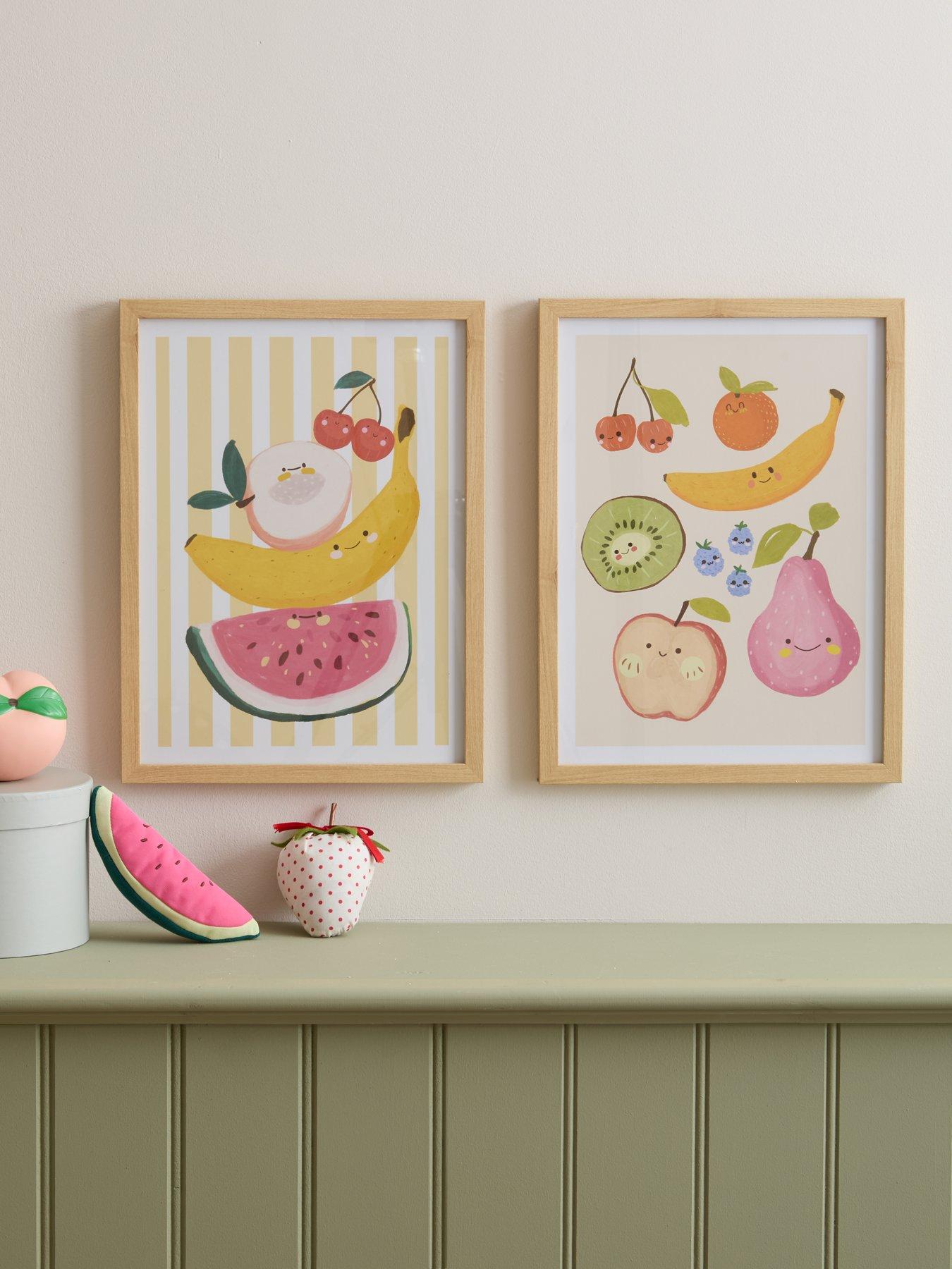 The Very Collection Set of 2 Kids Fruit Canvas Wall Art
