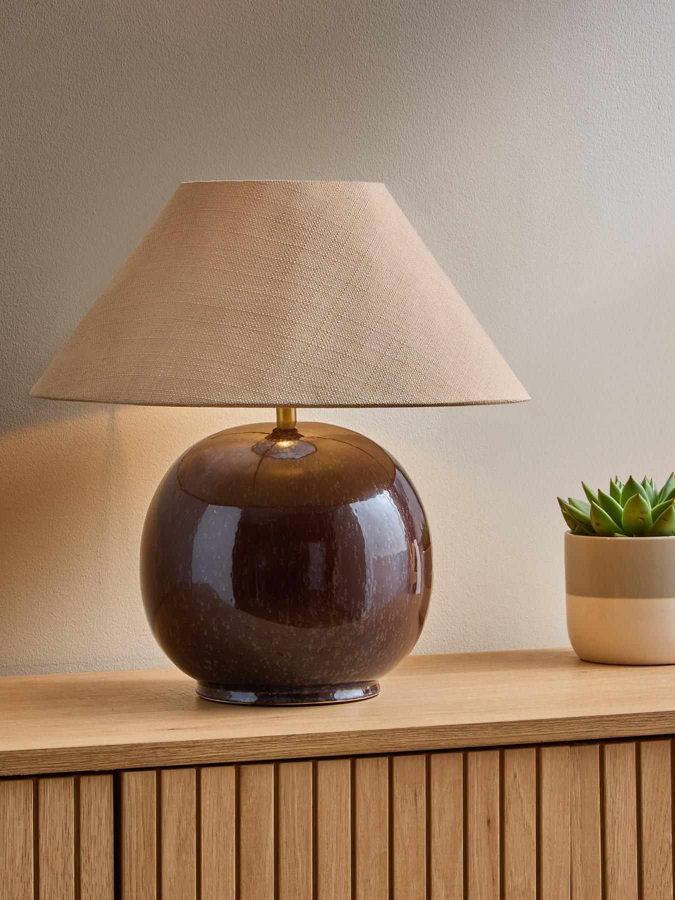 The Very Collection Brown Ceramic Sphere Table Lamp