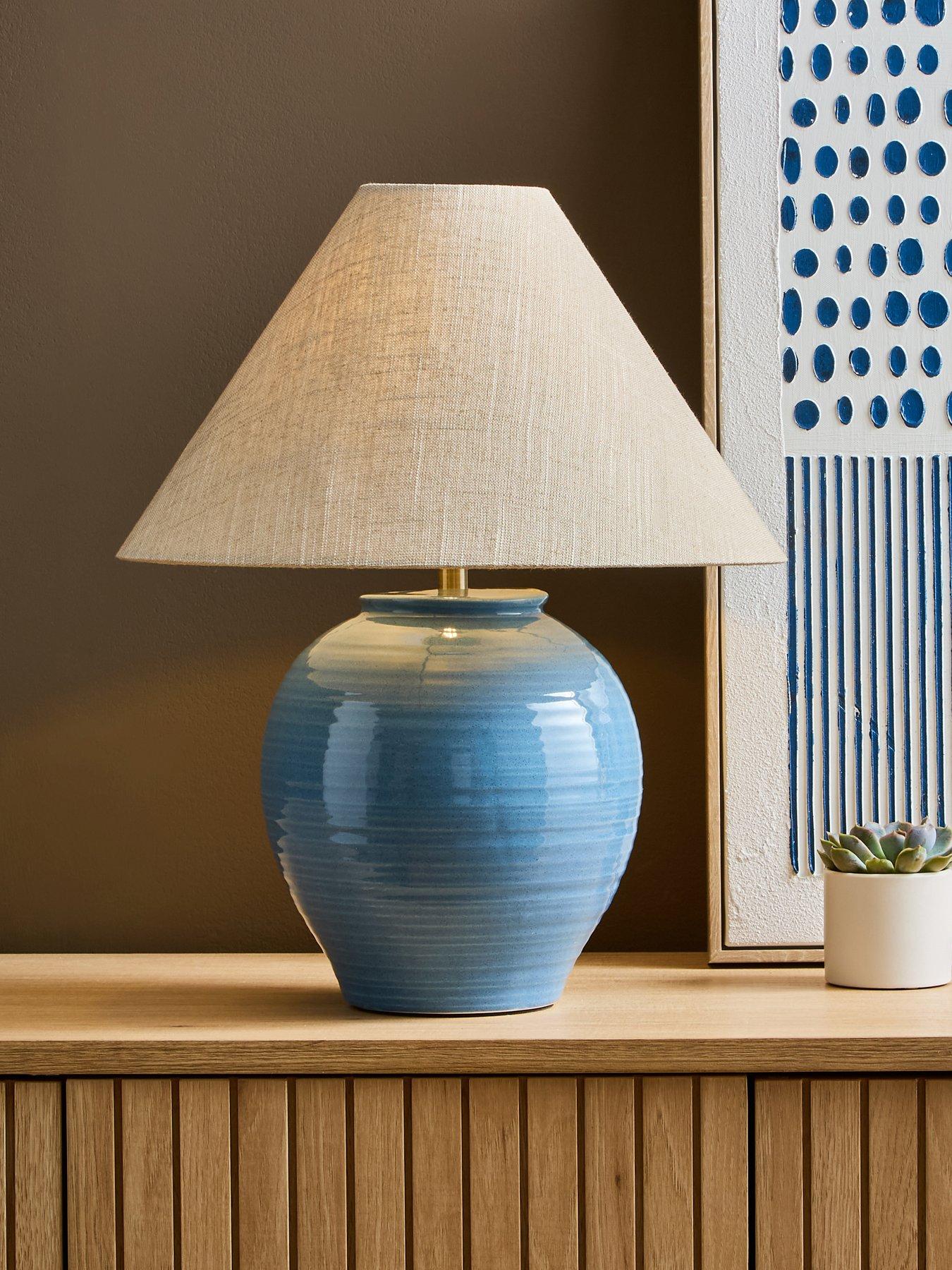 The Very Collection Blue Ceramic Urn Table Lamp