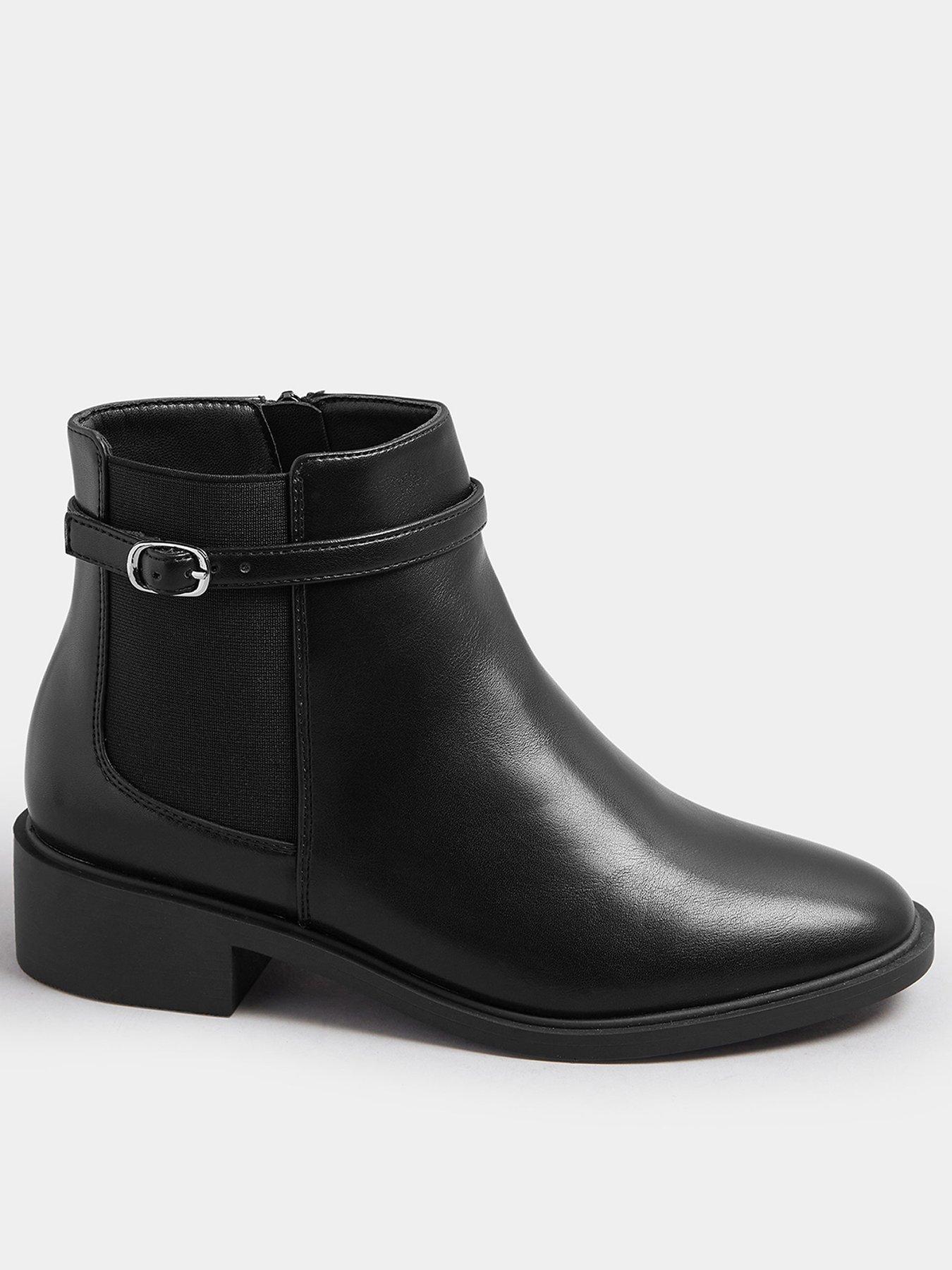 yours-extra-wide-fit-buckle-elastic-boot-black