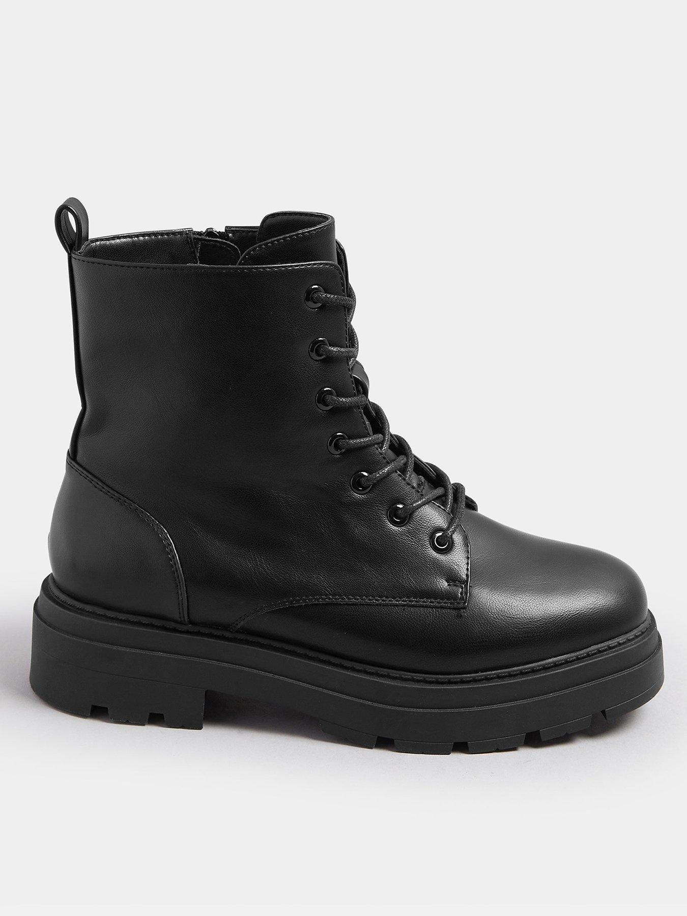 undefined Extra Wide Fit Chunky Lace Up Boots - Black