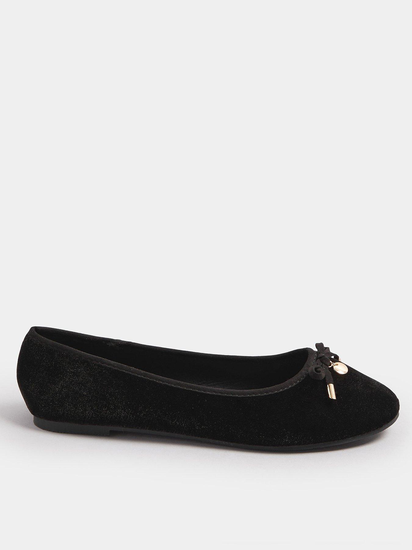 Long Tall Sally Velvet Ballet Pump - Black