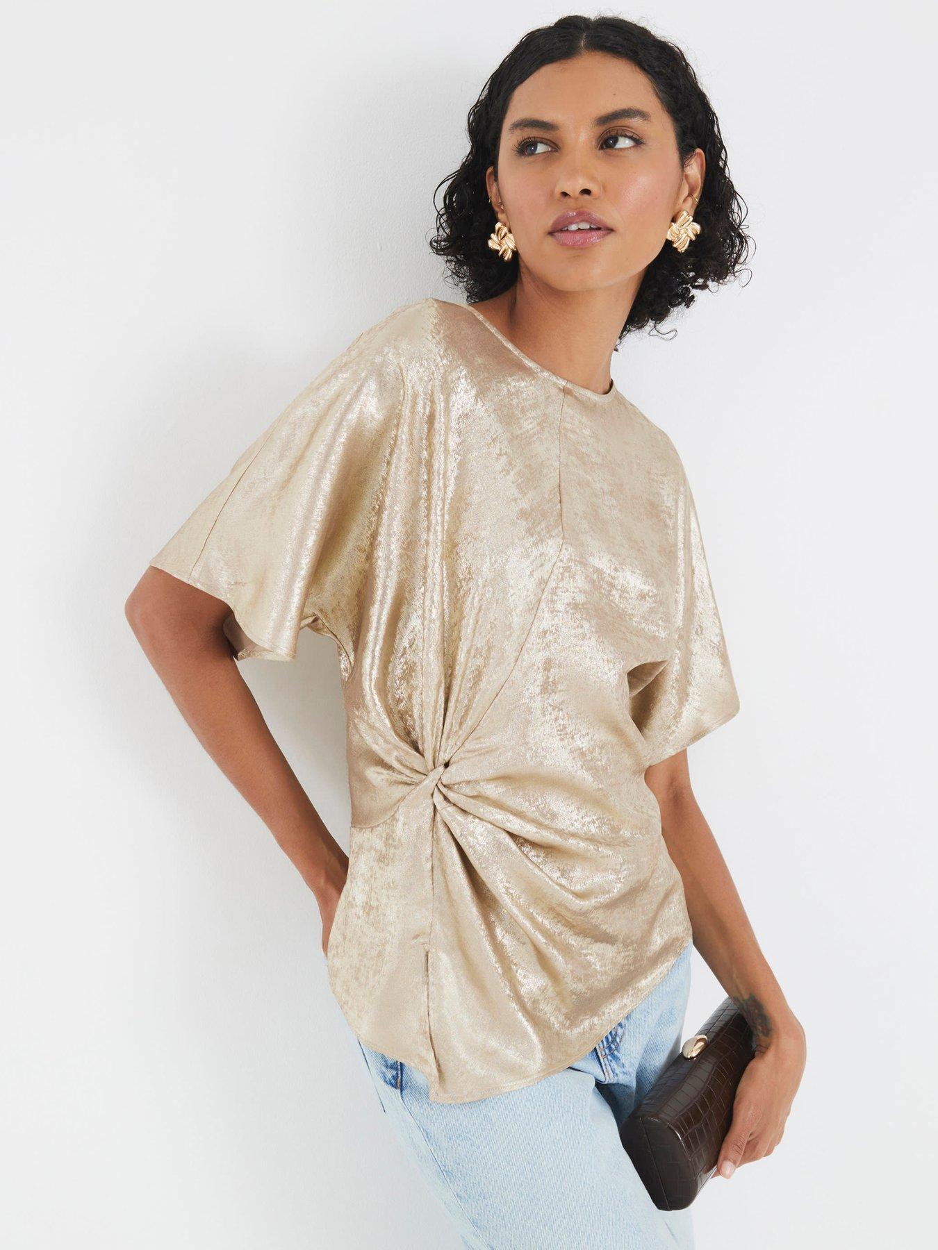 River Island Knot Front Blouse - Gold