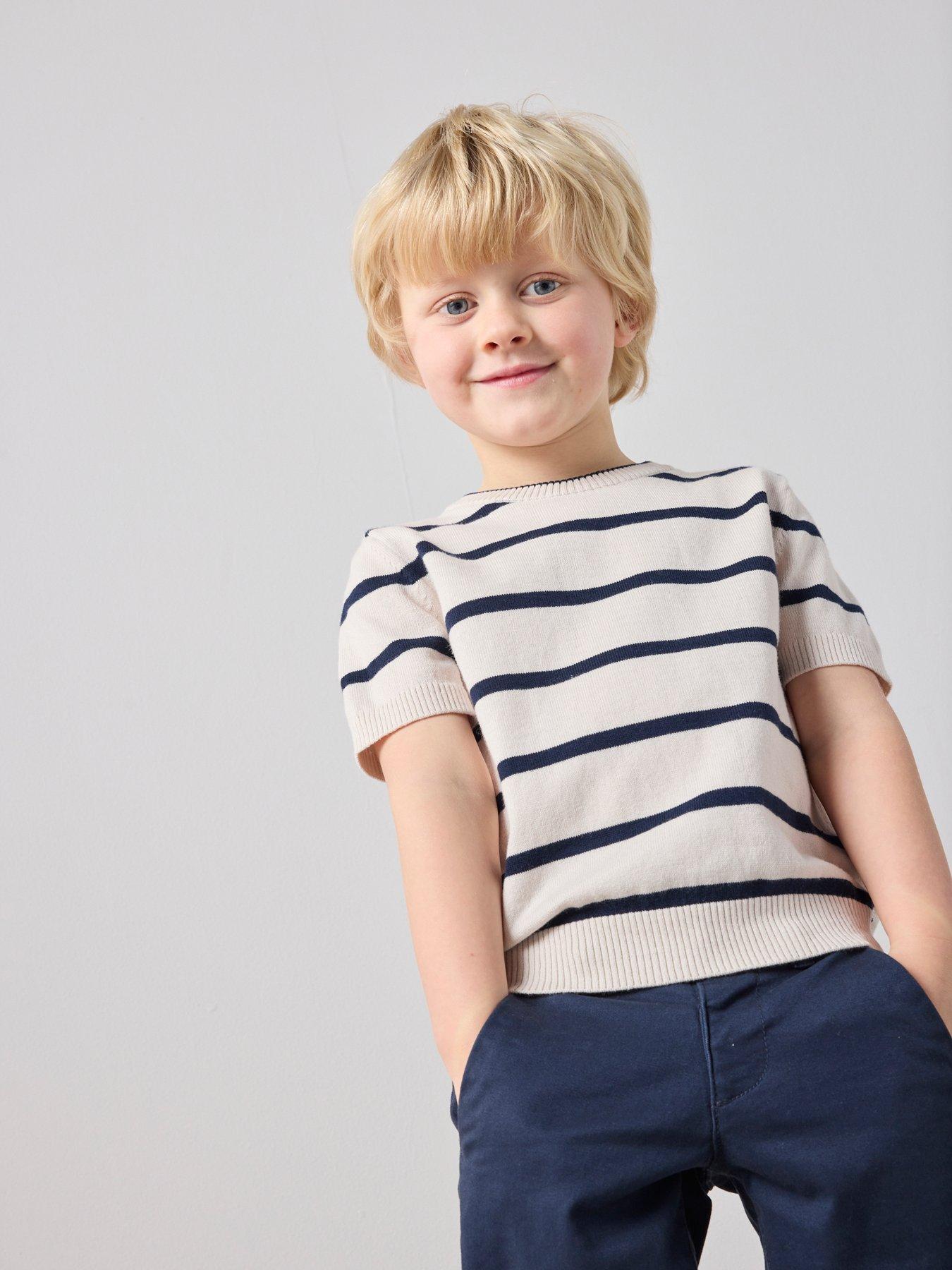 The Very Collection Boys Stripe Knitted Top - Cream/Navy