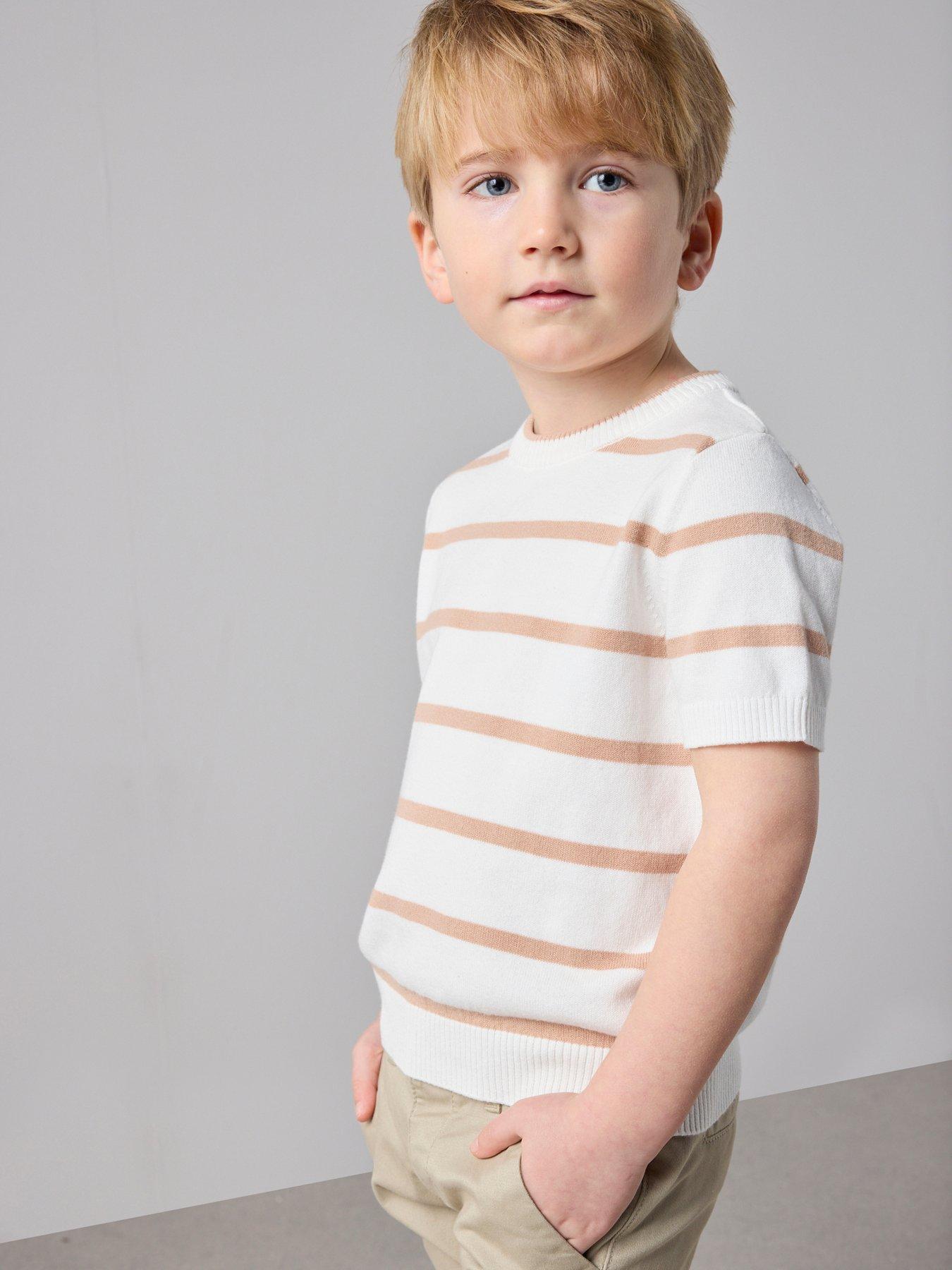 Image 1 of 7 of The Very Collection Boys Stripe Knitted Top - White