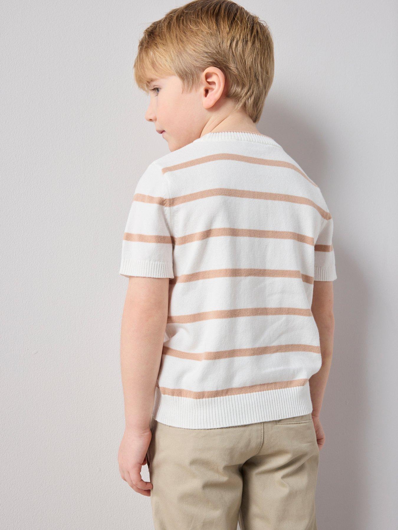 Image 2 of 7 of The Very Collection Boys Stripe Knitted Top - White