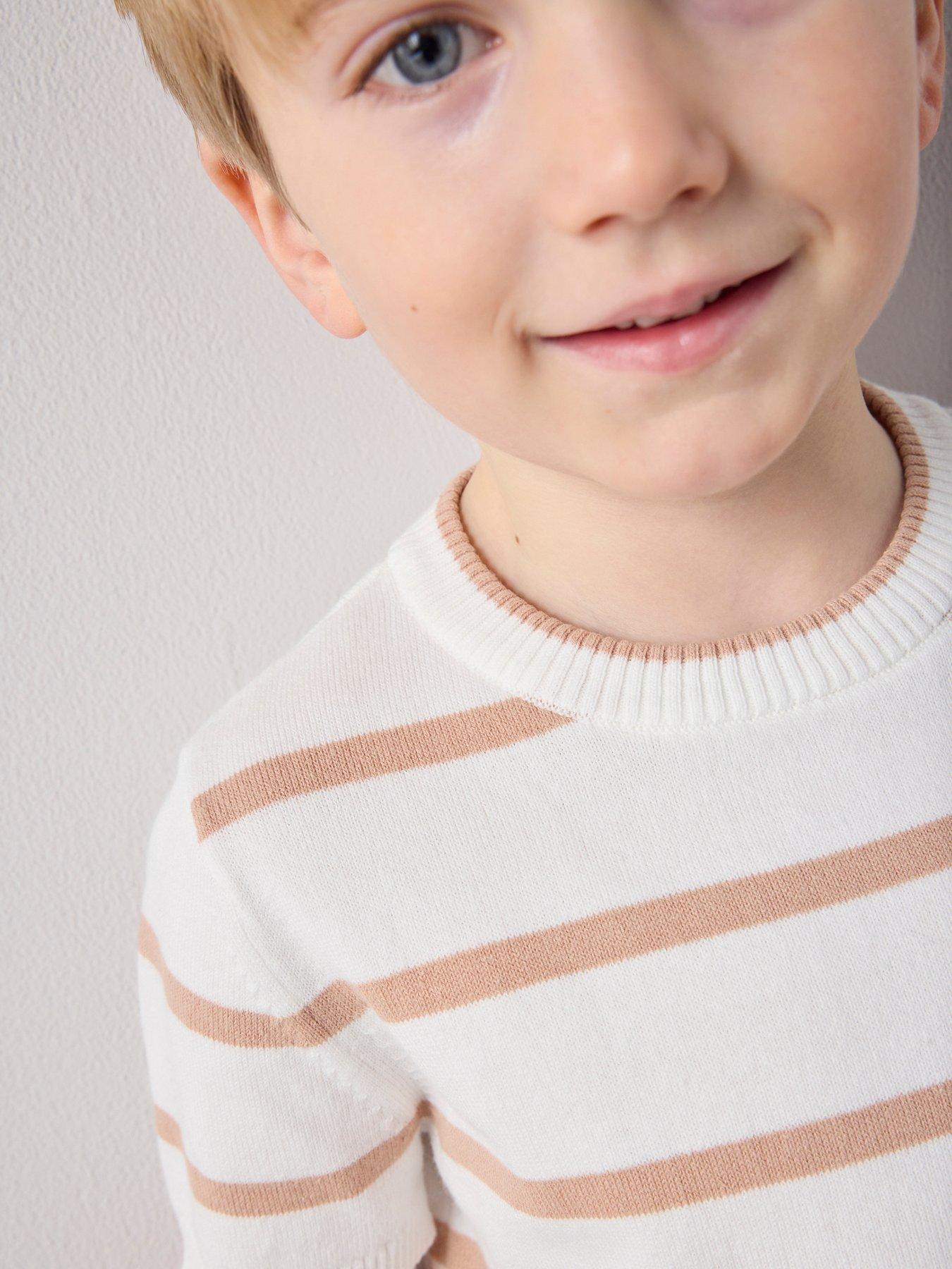 Image 4 of 7 of The Very Collection Boys Stripe Knitted Top - White