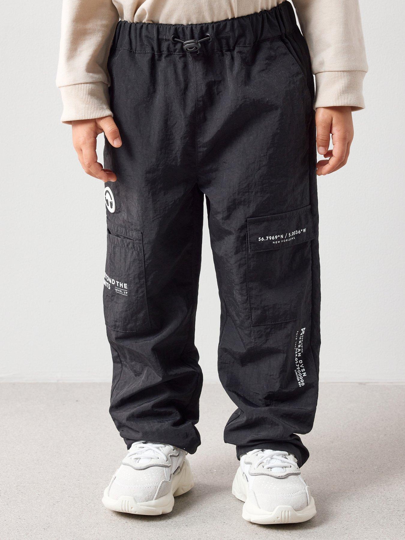 The Very Collection Boys Smiley Graphic Cargo Trousers - Black