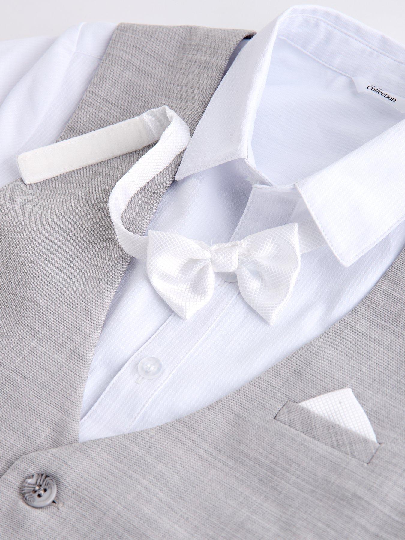 Image 3 of 5 of The Very Collection Boys 4-Piece Waistcoat, Shirt Shorts And Bow Set - Grey