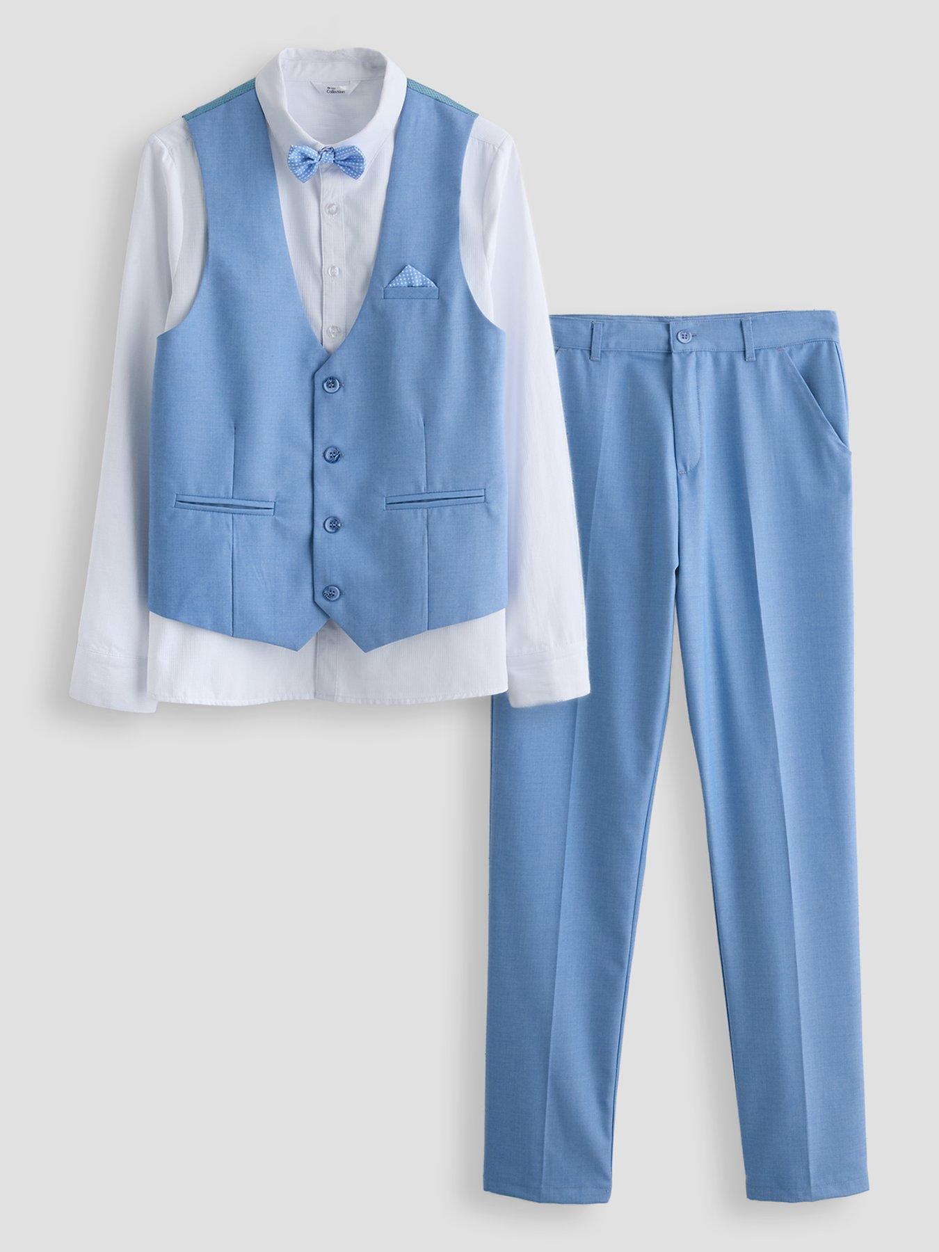 The Very Collection Boys 4-Piece Waistcoat, Shirt Shorts and Bow Set - Blue