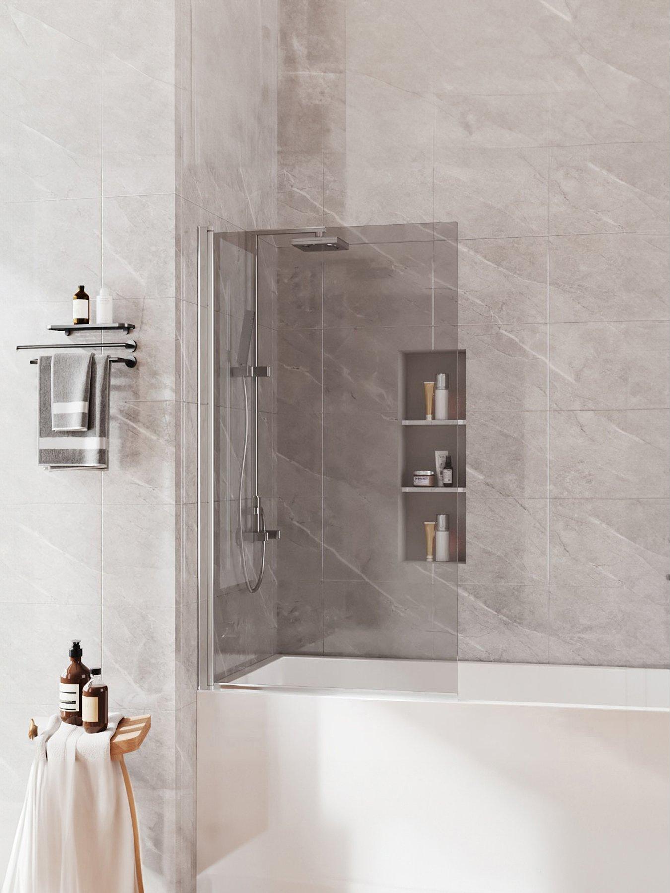 Living and Home 4mm Thickness Toughened Safety Tempered Grey Glass Shower Screen