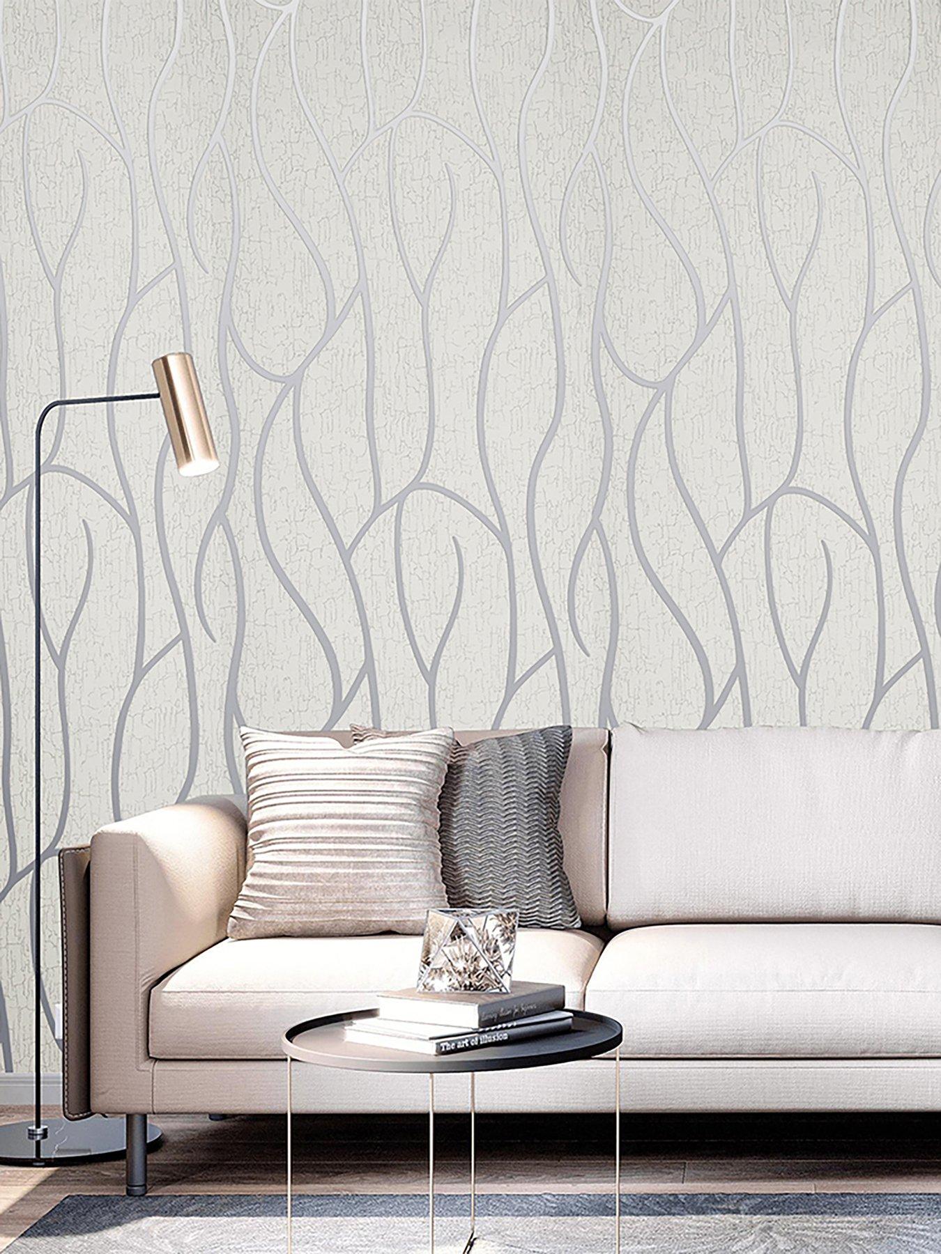 Living and Home Beige Geometric 3D Non Woven Embossed Patterned Wallpaper