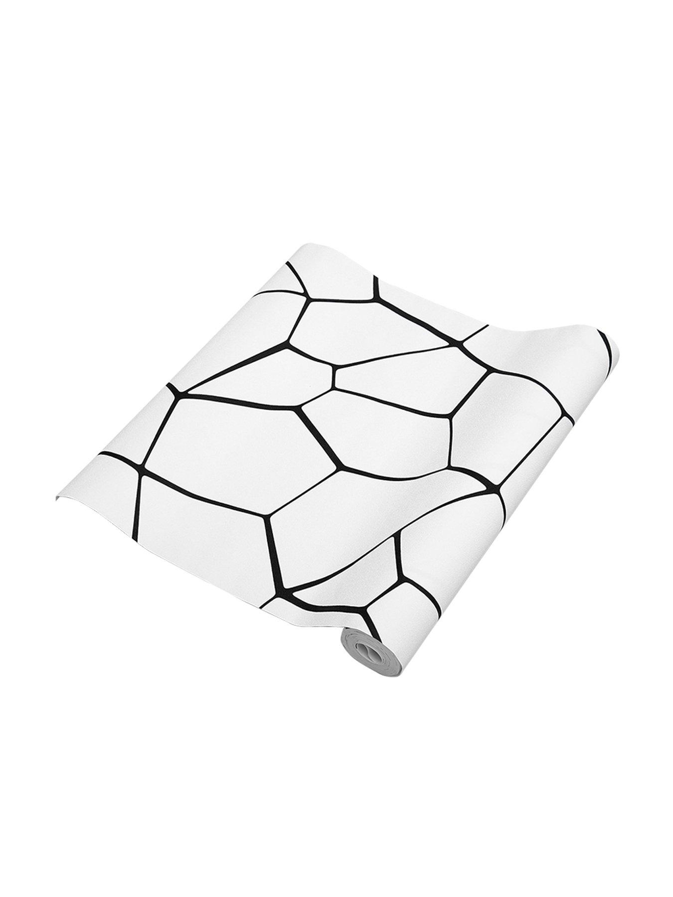 Image 3 of 6 of Living and Home Black Abstract Geometric Removable Patterned Wallpaper