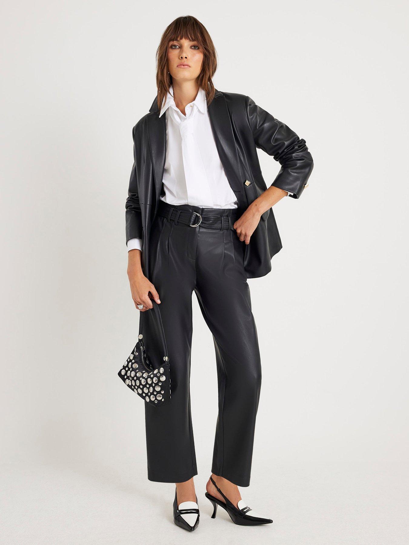 River Island Tapered Belted Trouser - Black