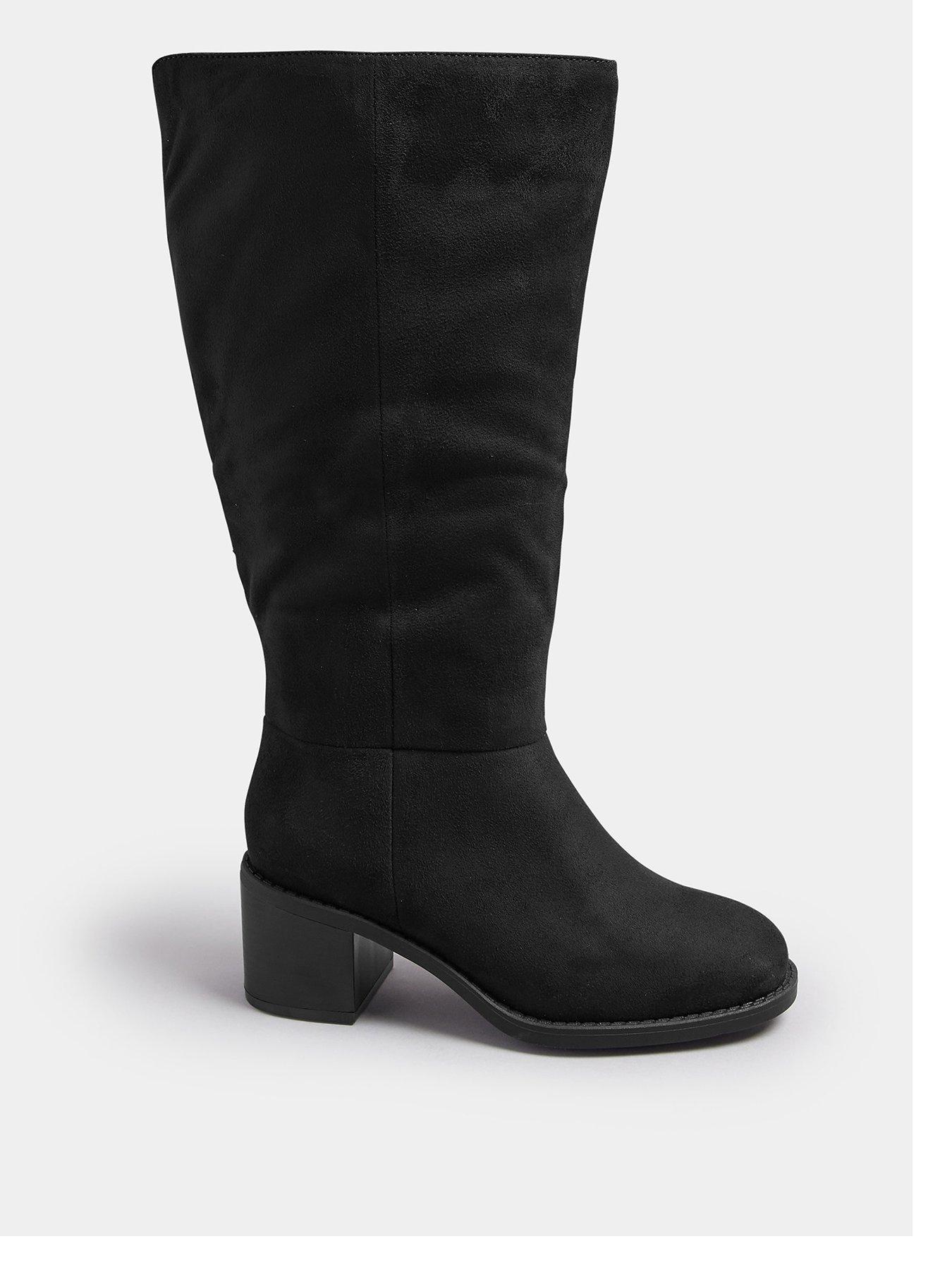 undefined Wide Fit Block Heel Knee High Boots - Black