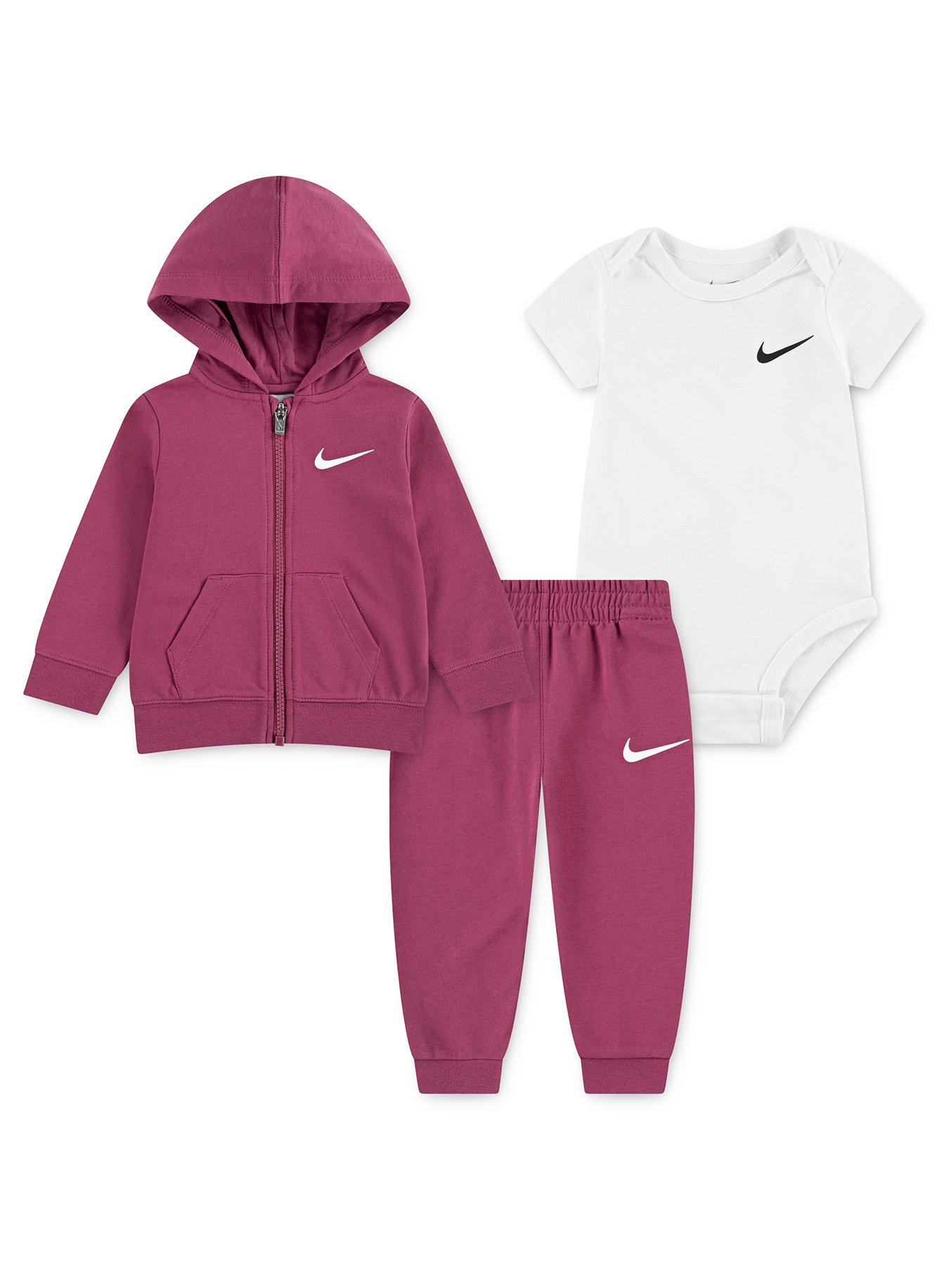 Nike Infant Girls 3Pc Bodysuit Pant Set, Red, Size 24 Months