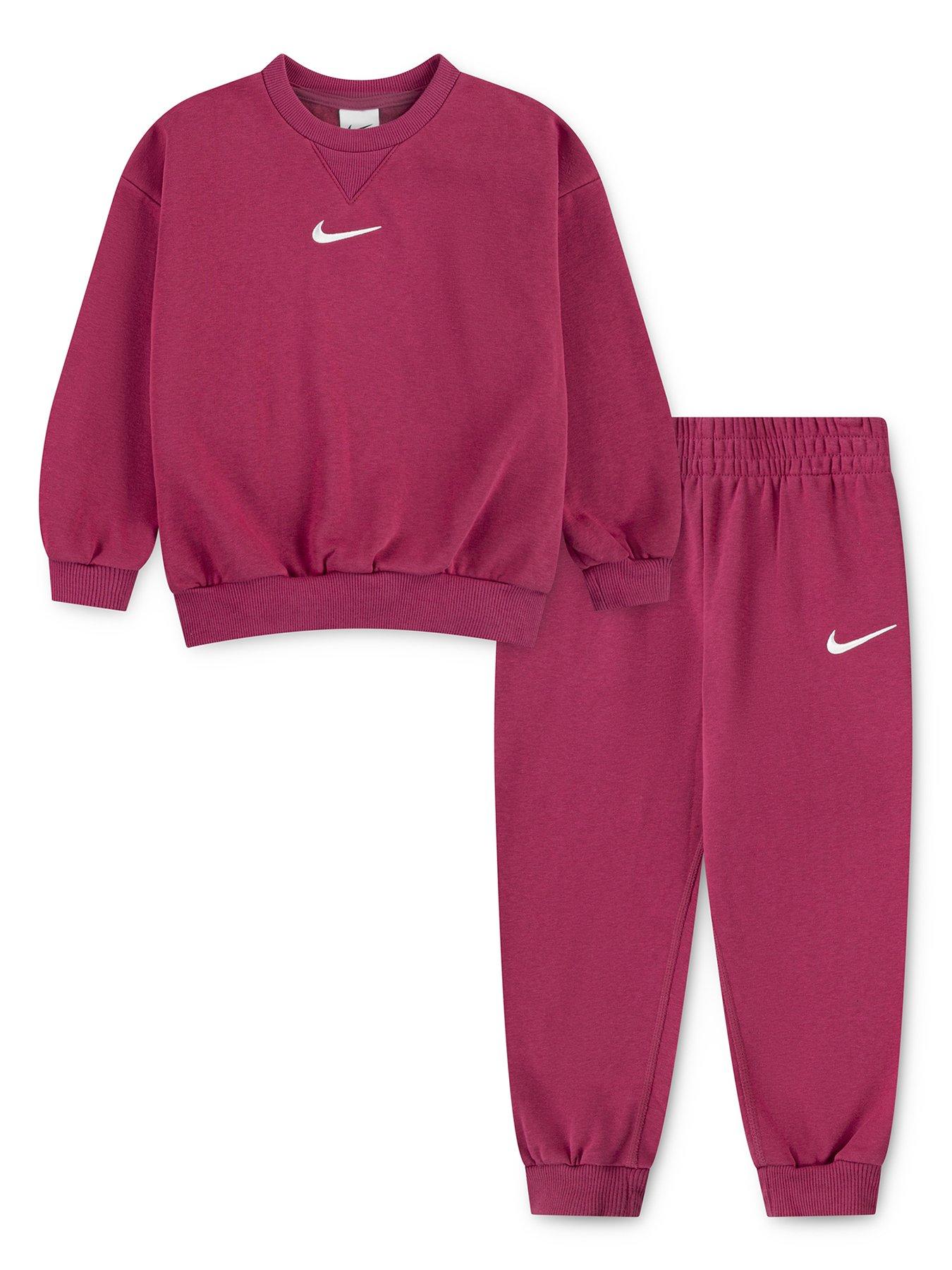 Nike Kids Girls Essential Fleece Crew Set - Pink - Red