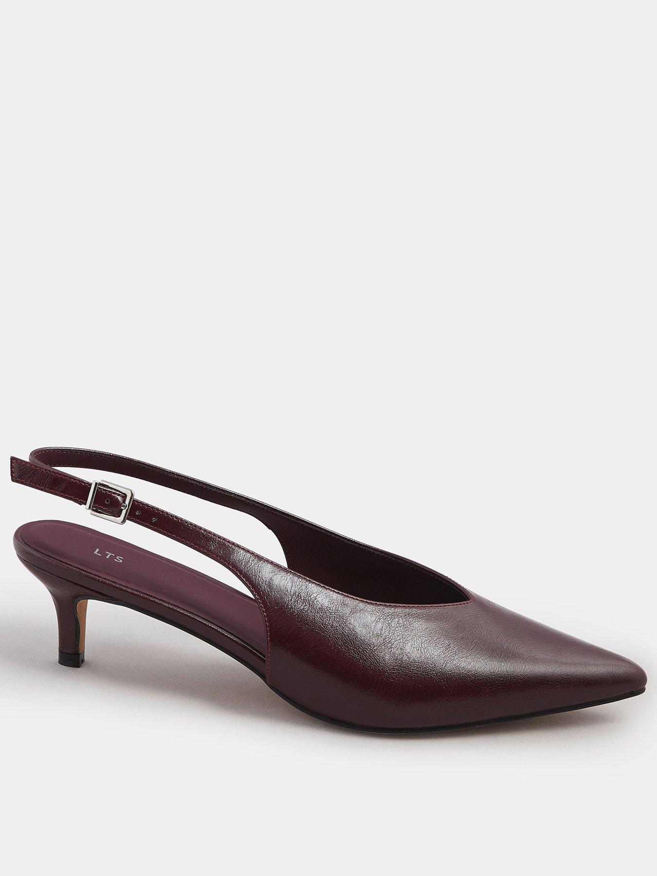 undefined V Cut Kitten Heel Slingbacks - Red