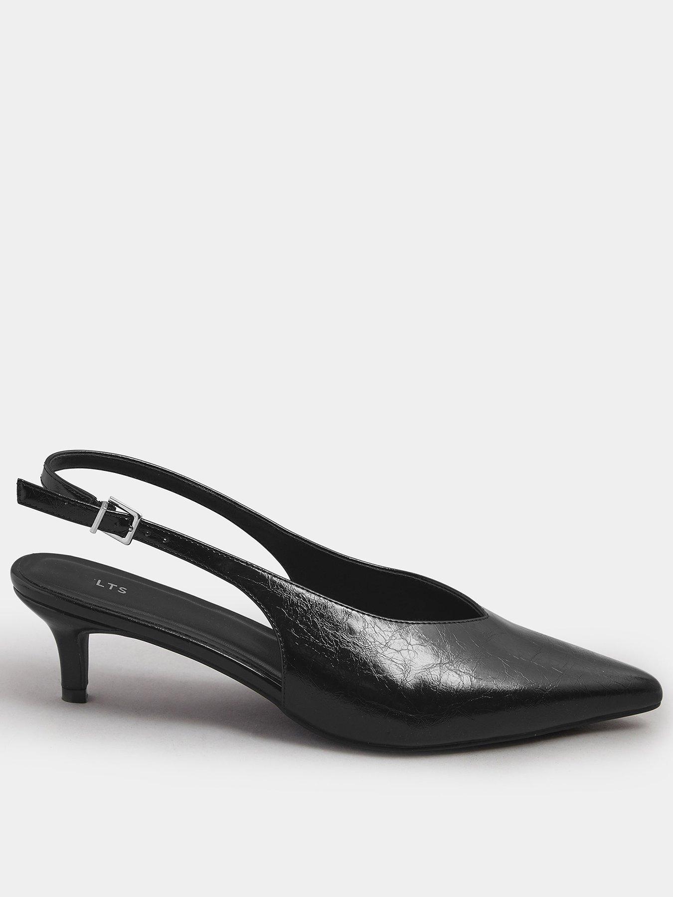 undefined V Cut Kitten Heel Slingbacks - Black