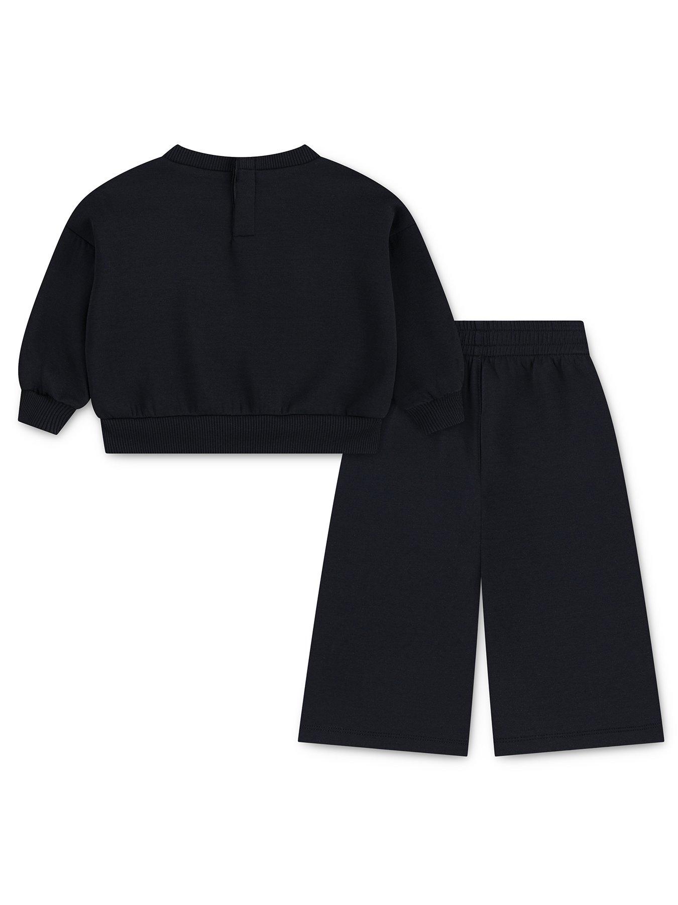 Image 2 of 4 of Nike Infant Girls Crew Wide Leg Pants Set - Black