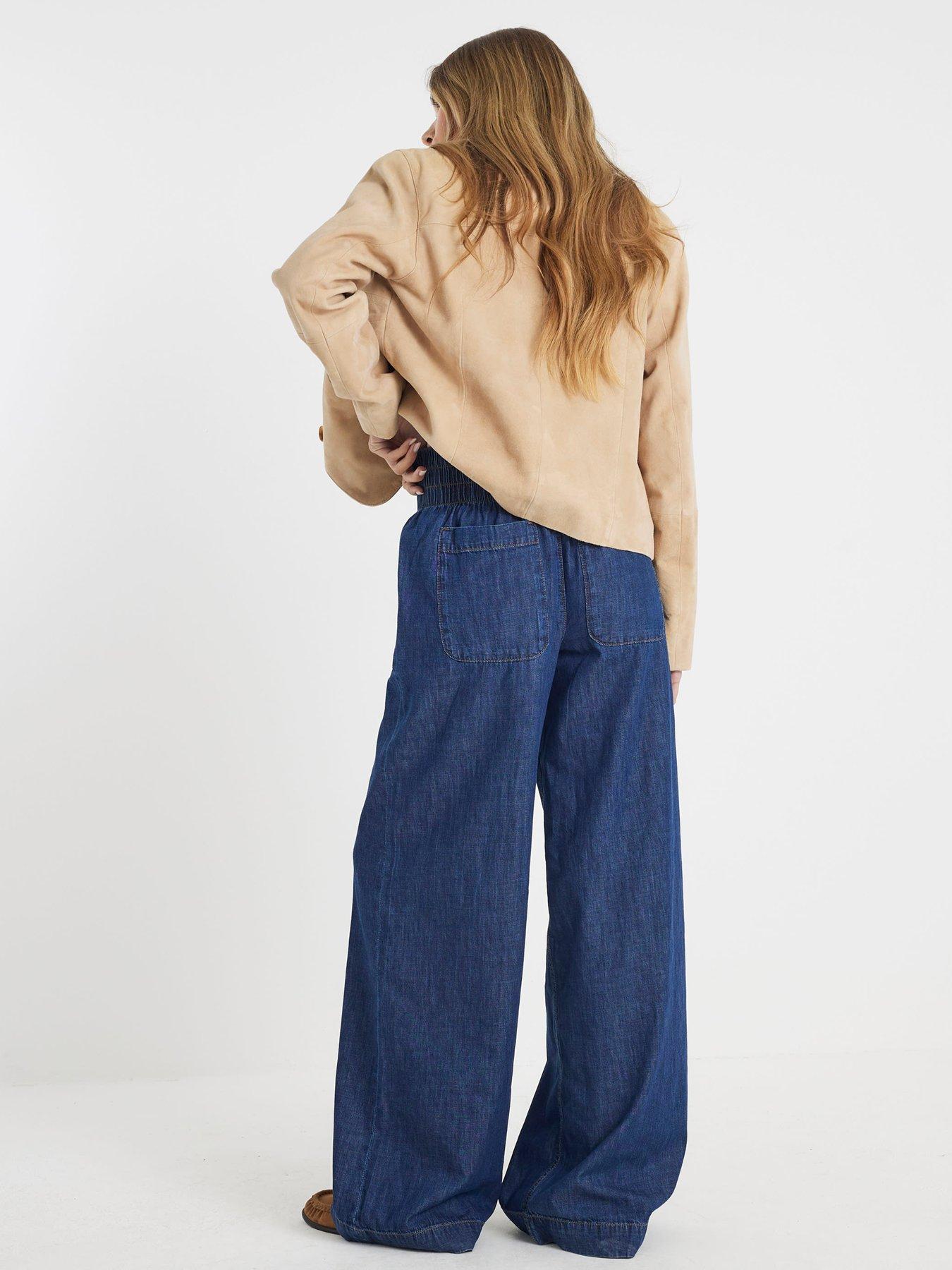 Image 2 of 4 of River Island Pull On Wide Leg Sutton Jeans - Blue