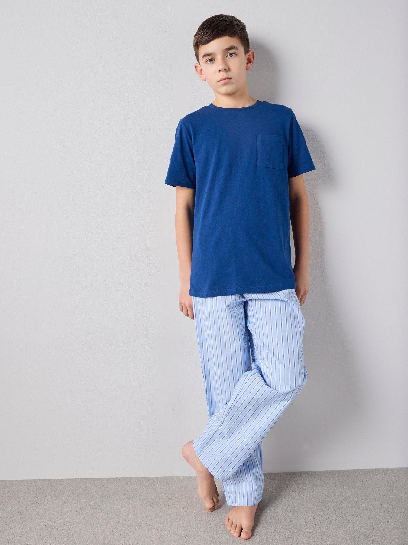 Image 1 of 6 of The Very Collection Boys Woven Stripe Pyjama Set - Black