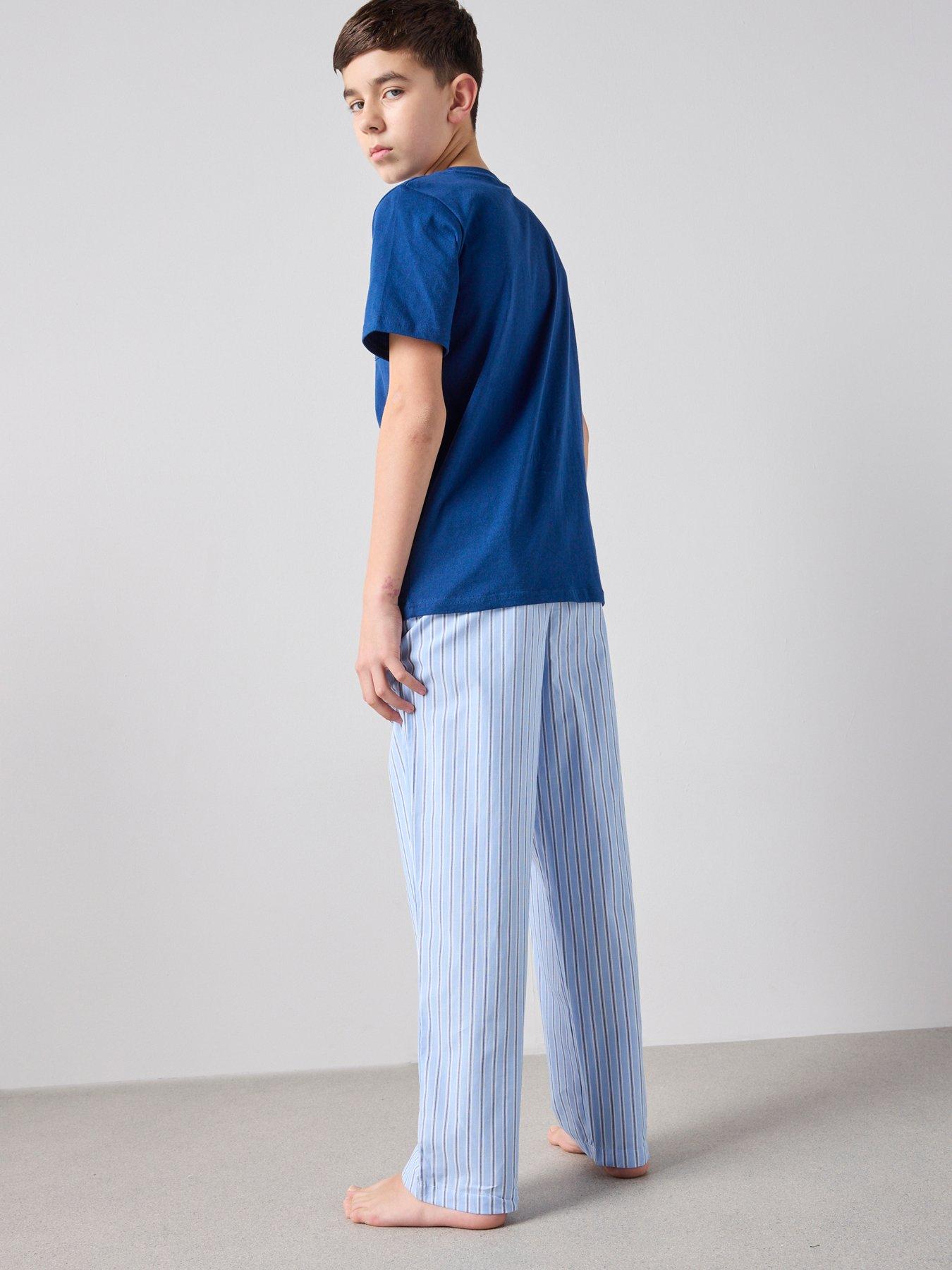 Image 2 of 6 of The Very Collection Boys Woven Stripe Pyjama Set - Black