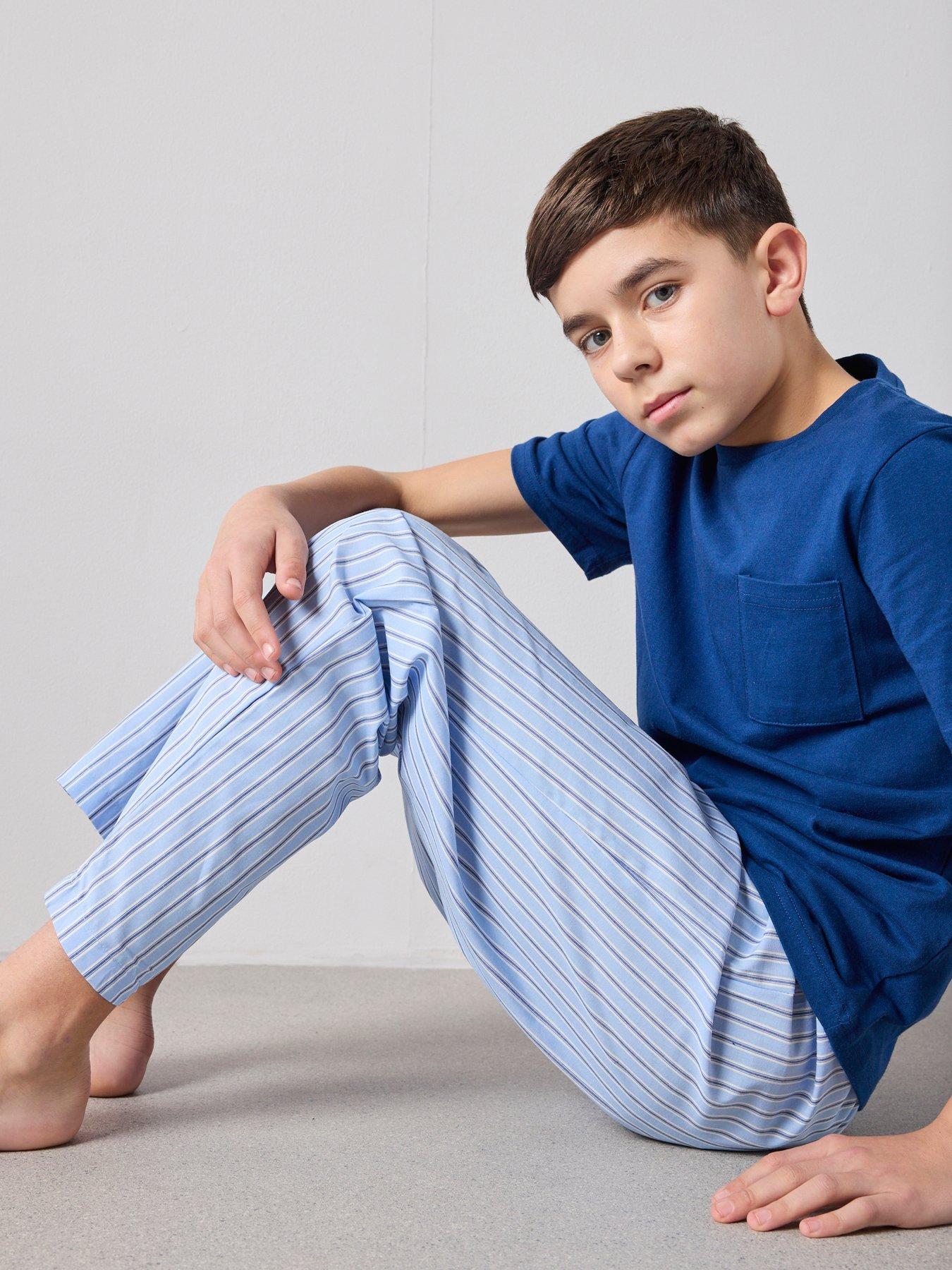Image 4 of 6 of The Very Collection Boys Woven Stripe Pyjama Set - Black