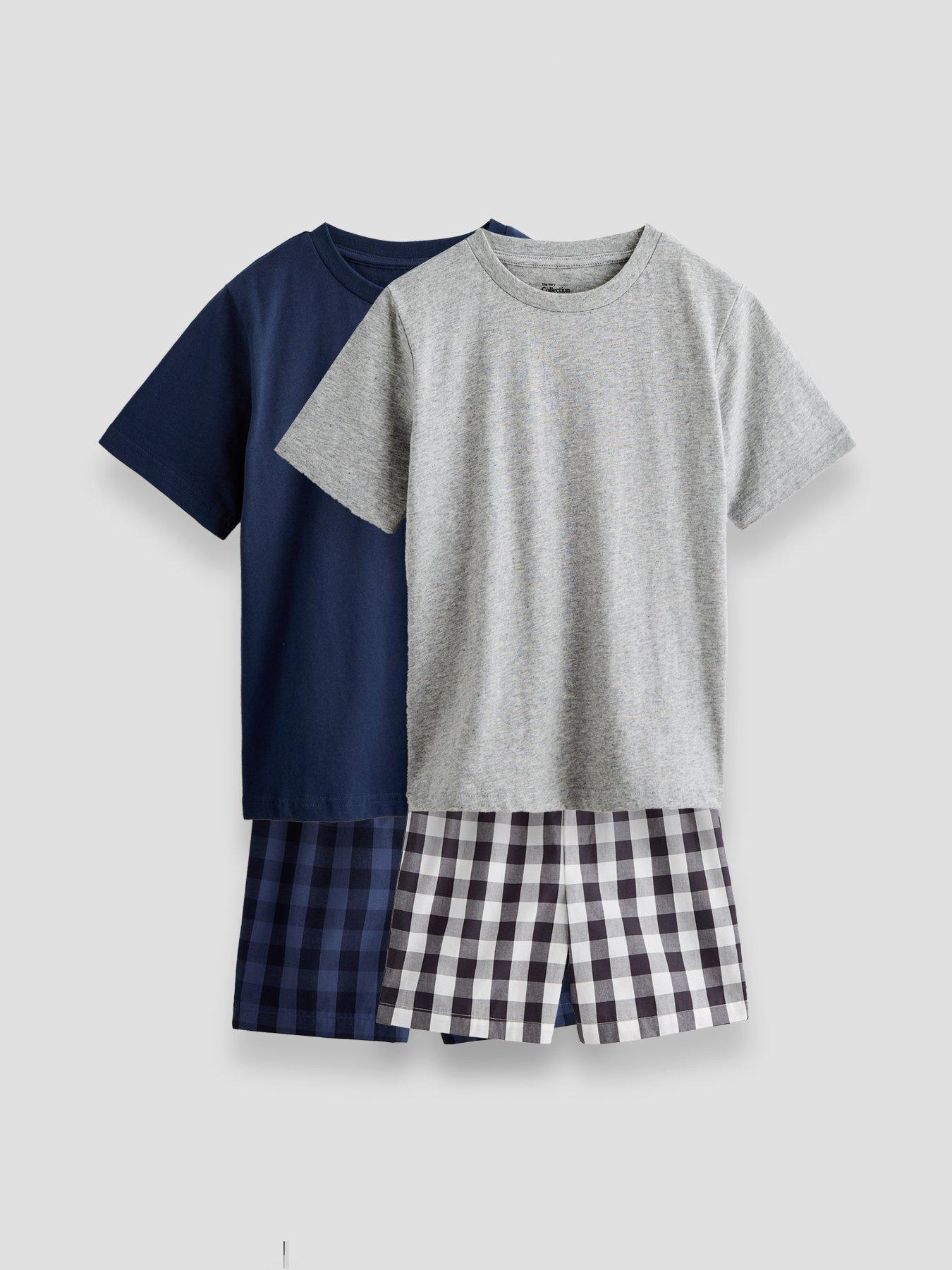 The Very Collection Boys 2 Pack Woven Check Short Pyjama Set - Multi