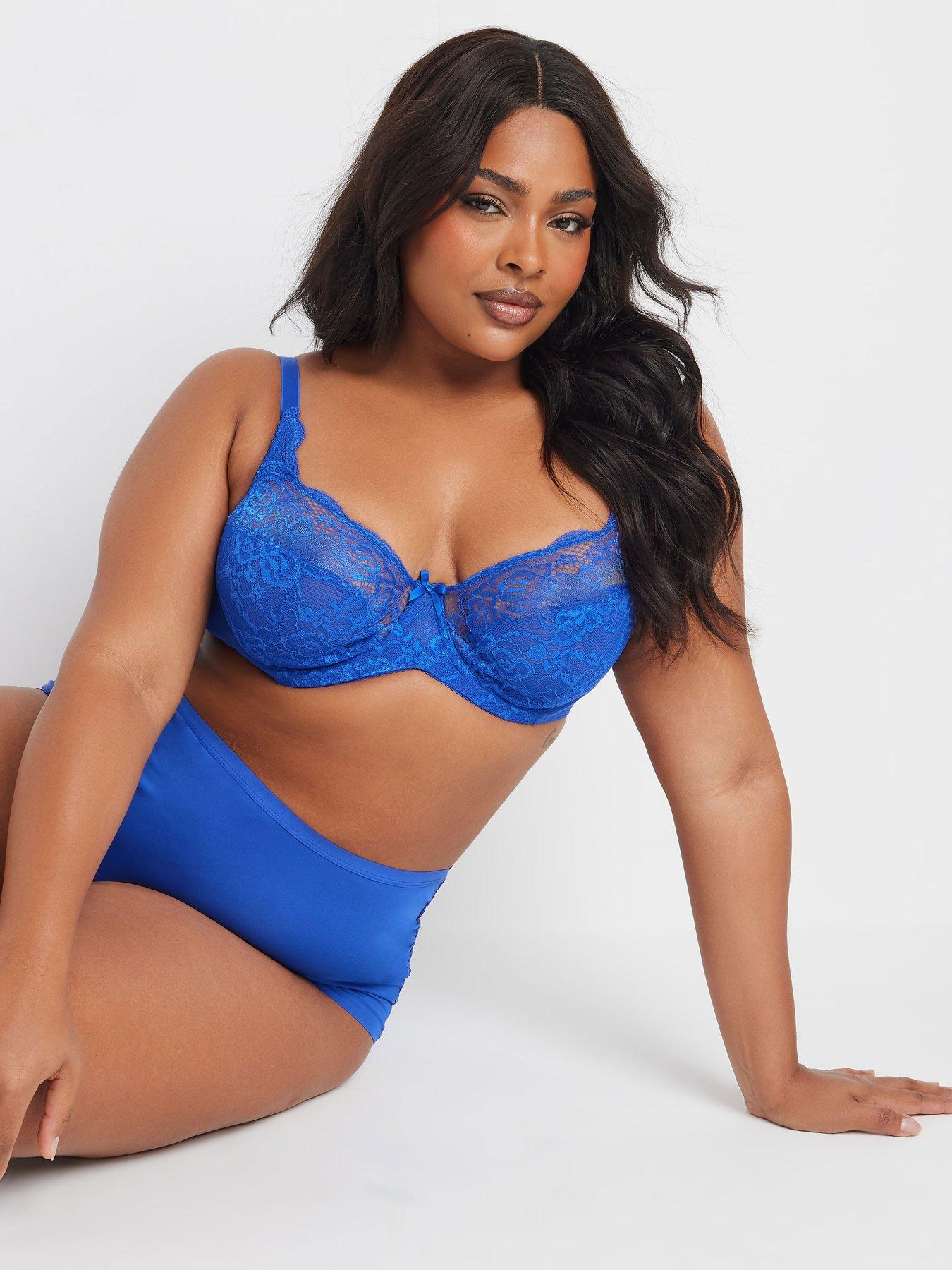 Yours Curve Stretch Lace Underwire Bra - Blue