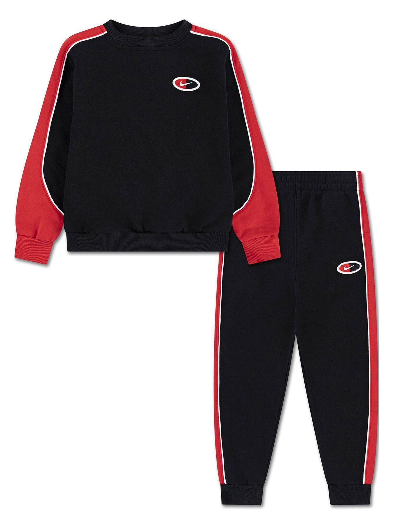Nike Kids Unisex Fleece Crew Set - Black