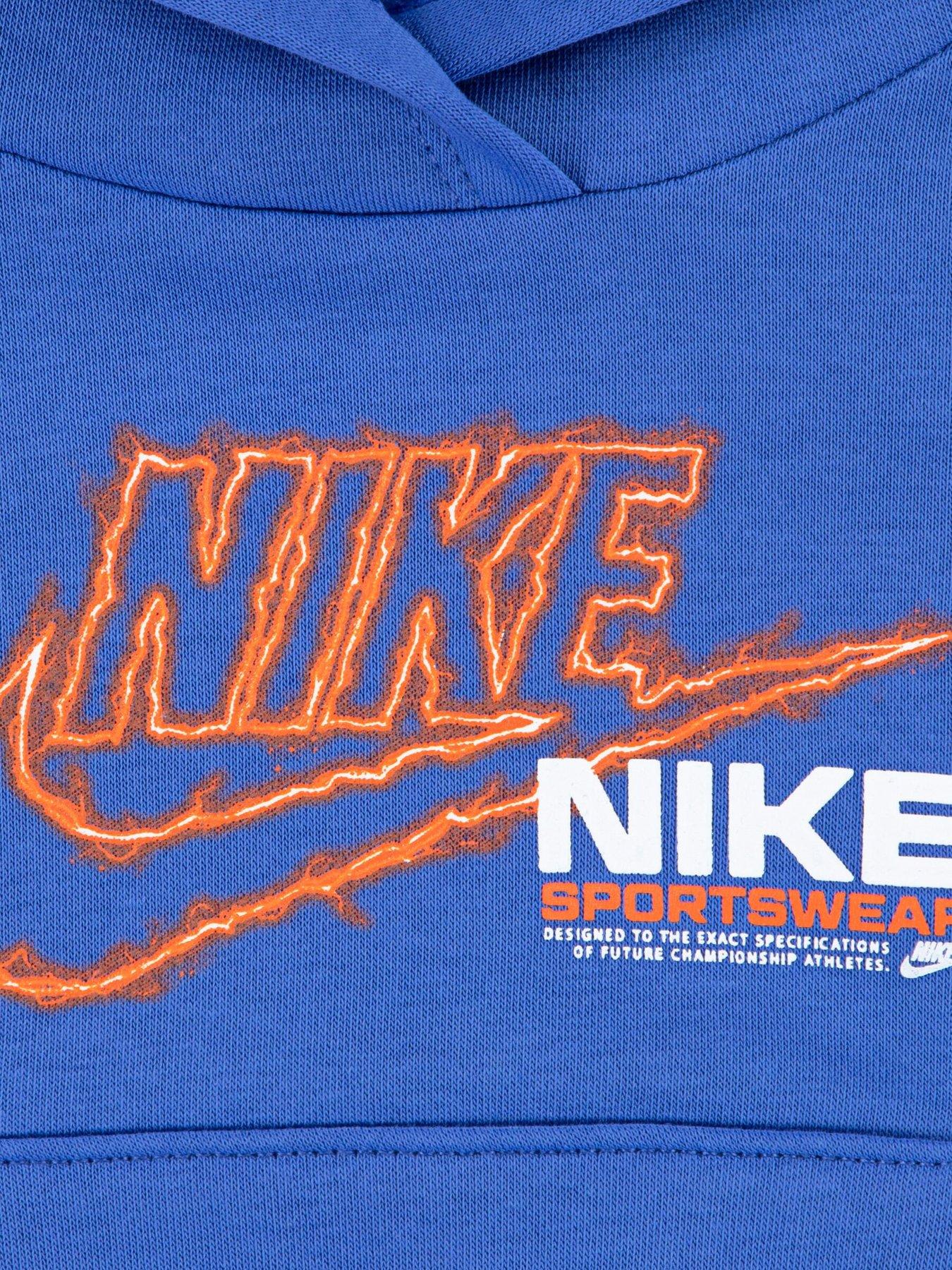 New Baby Boy Winter Hooded Shirt In Jersey Fleece Stuff In Royal Blue Color Design Nike MTPX97323