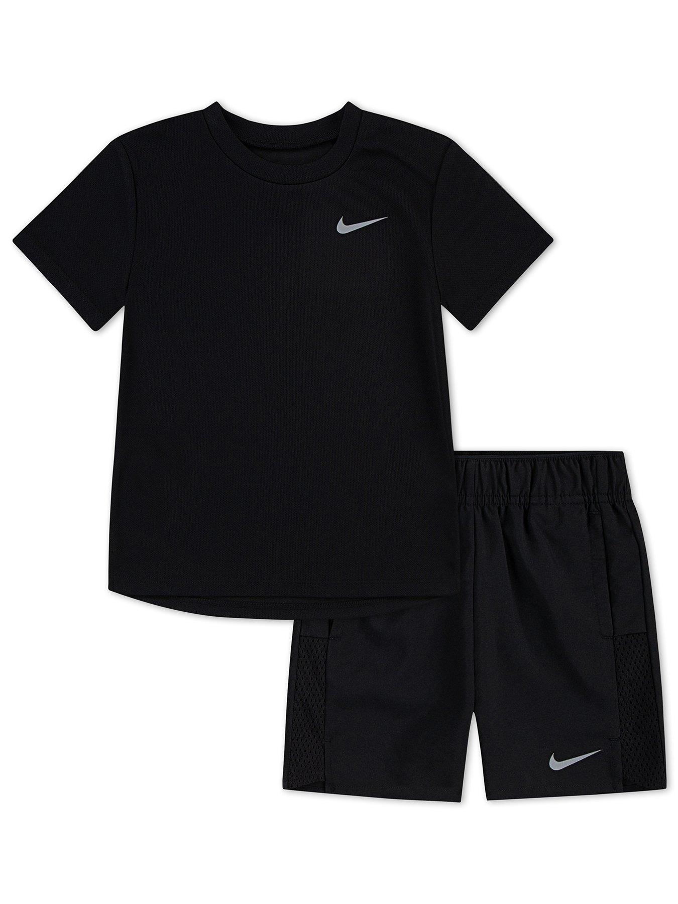 Nike Kids Boys Miler Challenger Short And T-shirt Set - Black